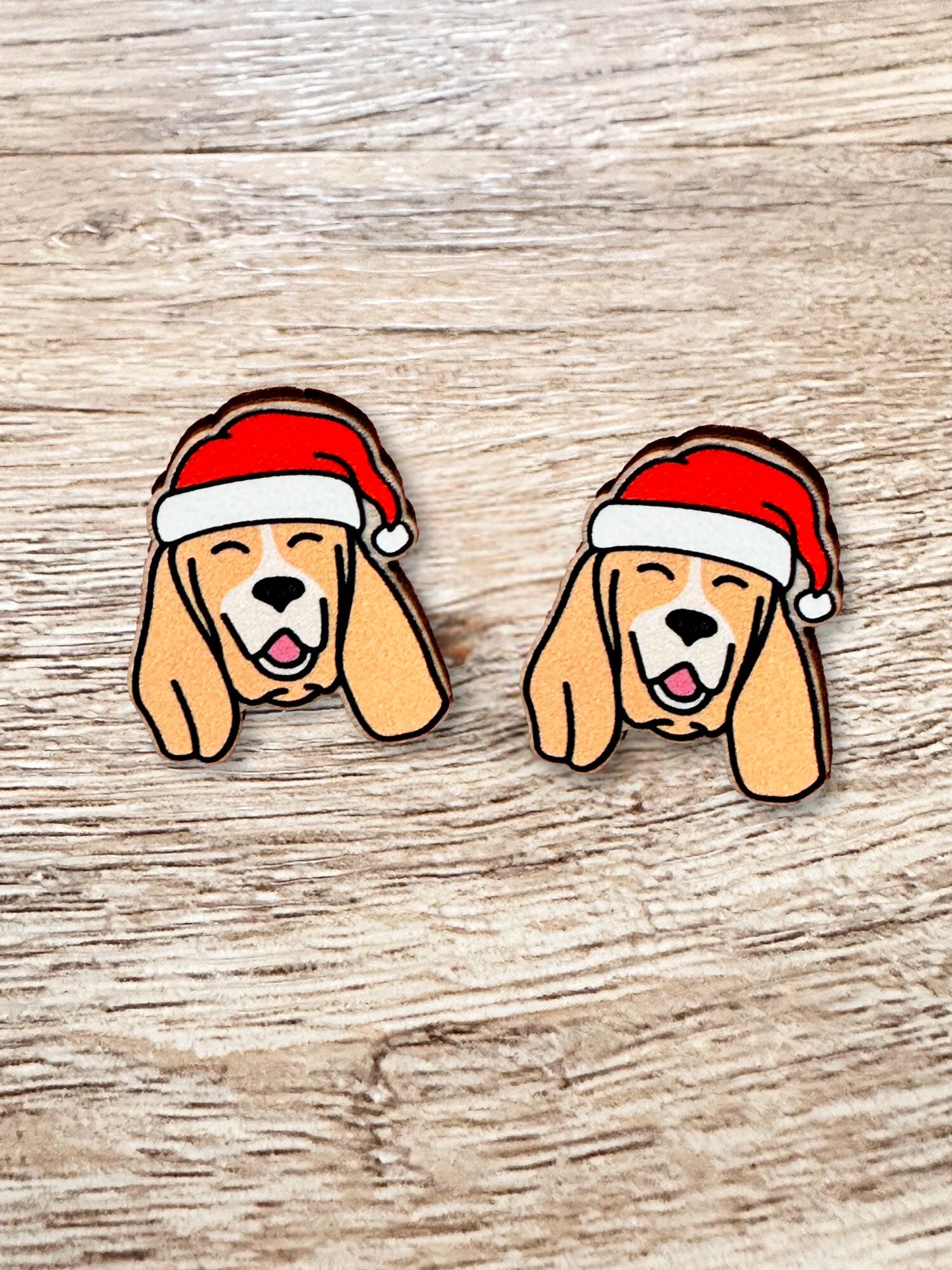Basset Hound Christmas Edition ColourPop Stud Earrings