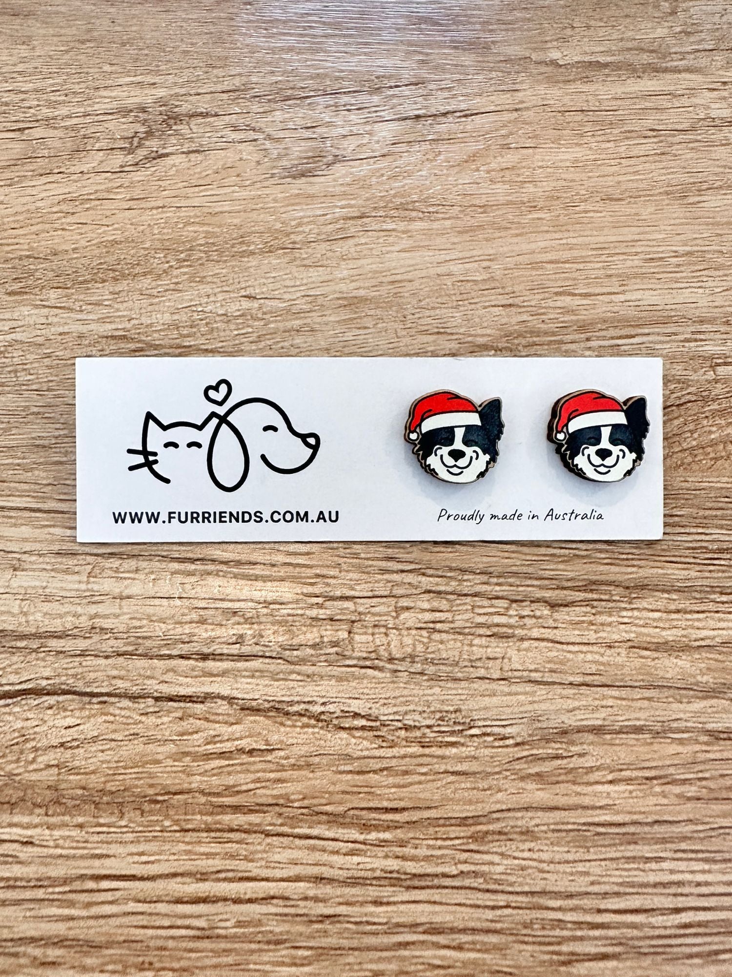Border Collie Christmas Edition ColourPop Stud Earrings