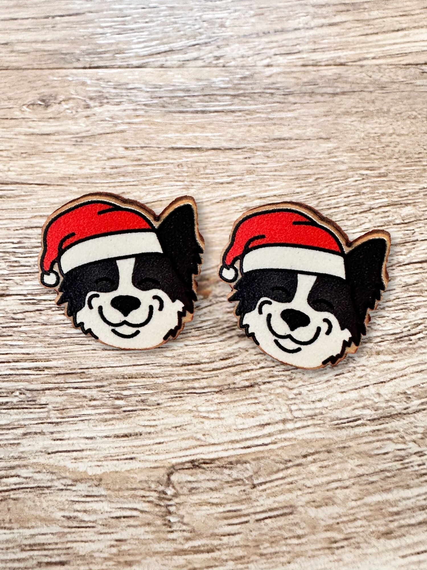 Border Collie Christmas Edition ColourPop Stud Earrings