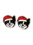 Border Collie Christmas Edition ColourPop Stud Earrings
