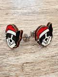 Border Collie Christmas Edition ColourPop Stud Earrings