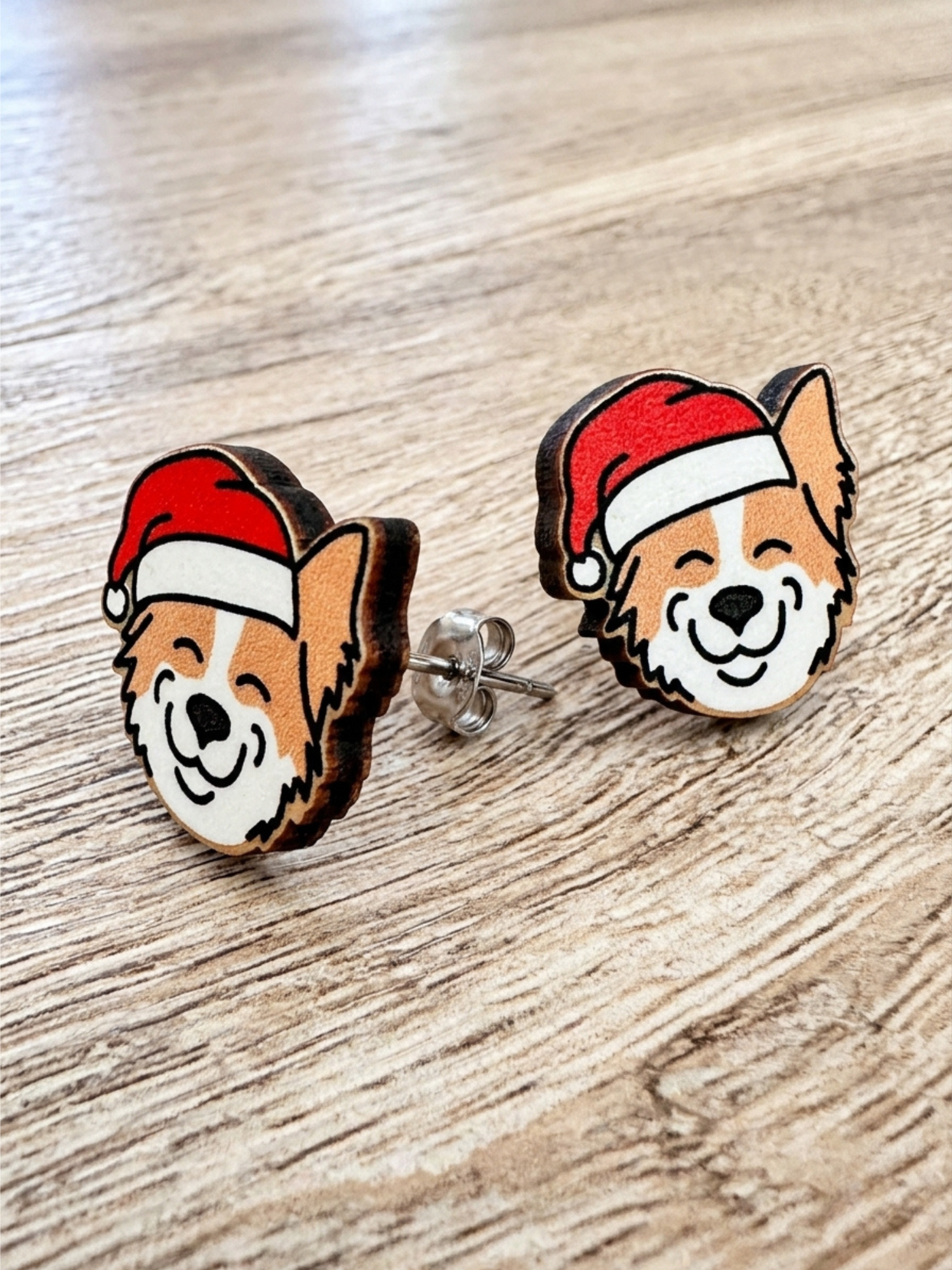 Border Collie Christmas Edition ColourPop Stud Earrings