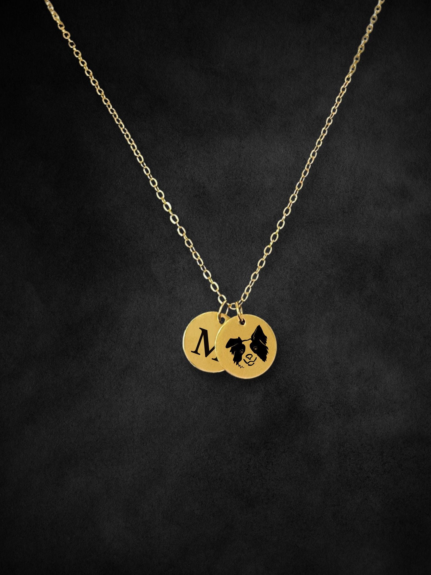 Border Collie Pendant Initial Necklace