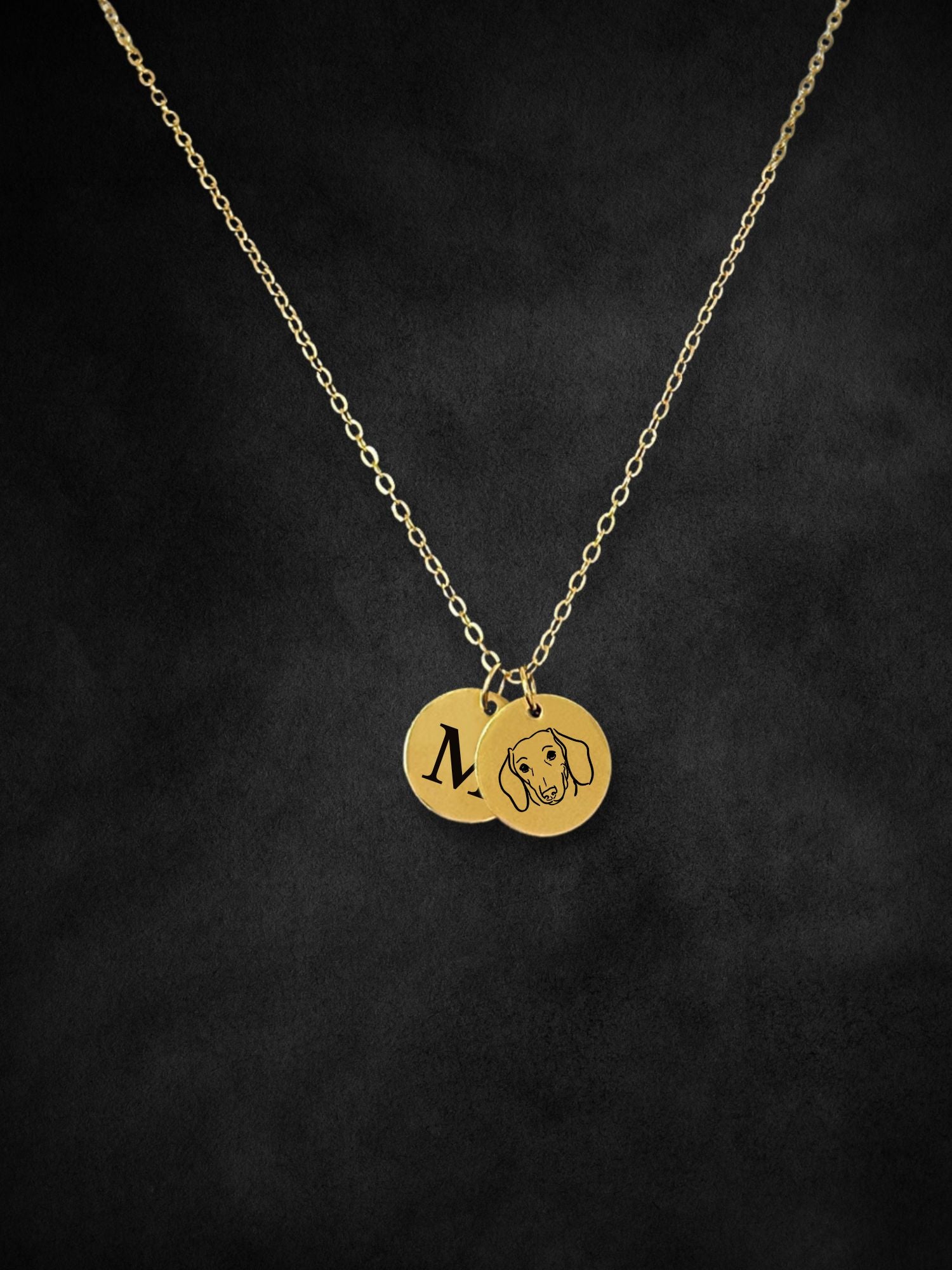 Dachshund Pendant Initial Necklace