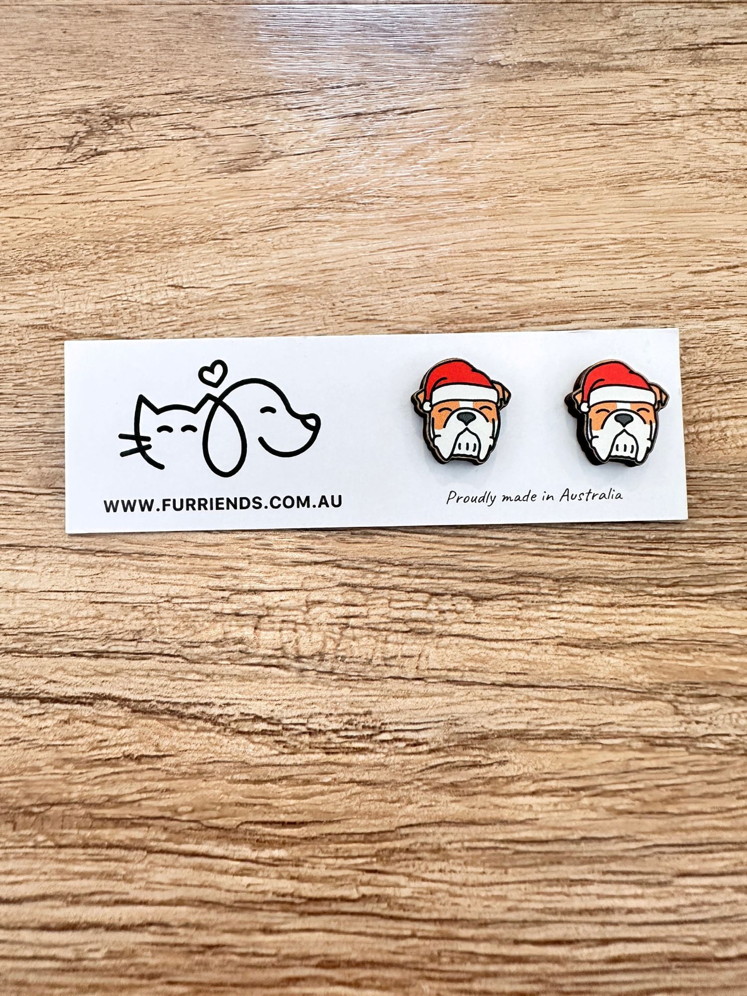 British Bulldog Christmas Edition ColourPop Stud Earrings