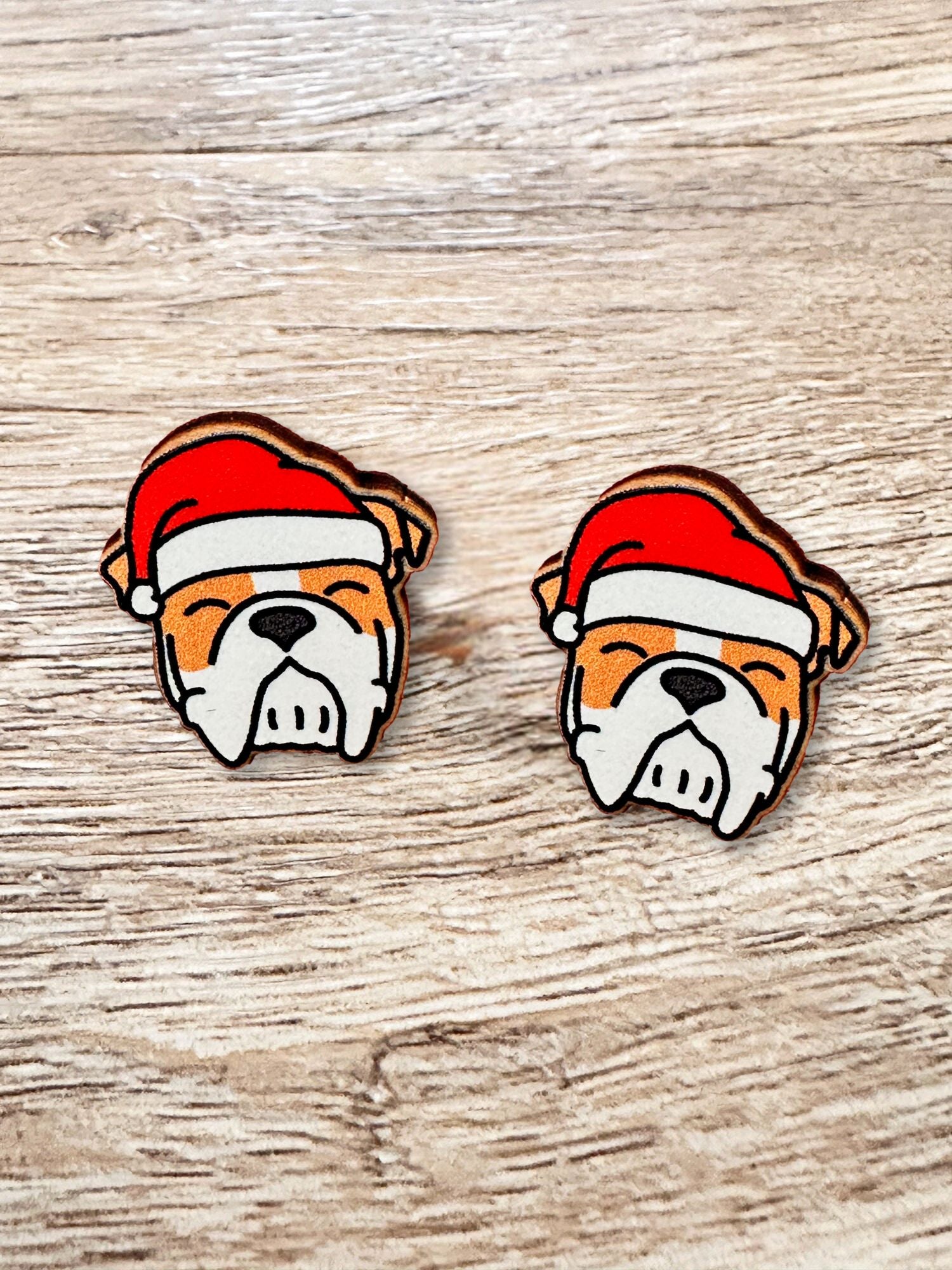 British Bulldog Christmas Edition ColourPop Stud Earrings