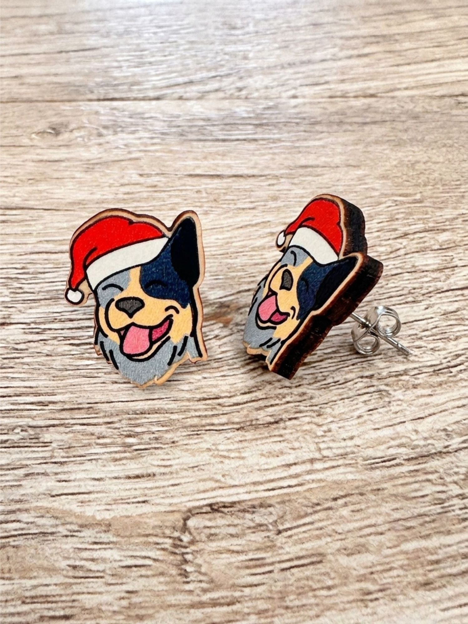 Australian Cattle Dog Christmas Edition ColourPop Stud Earrings