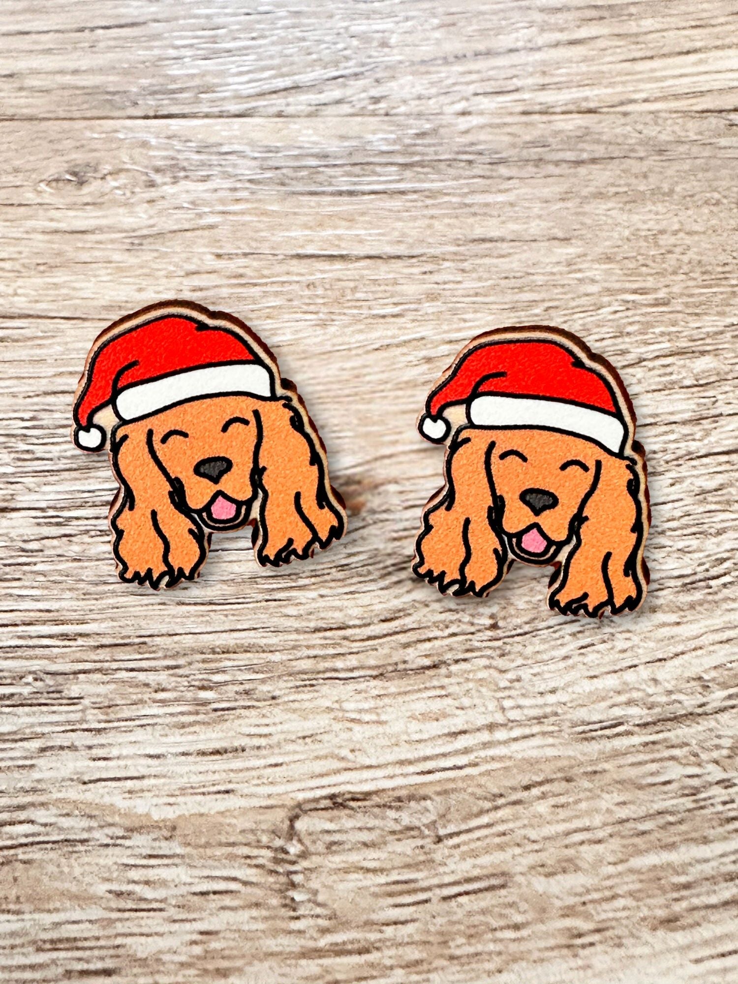 Cocker Spaniel Christmas Edition ColourPop Stud Earrings