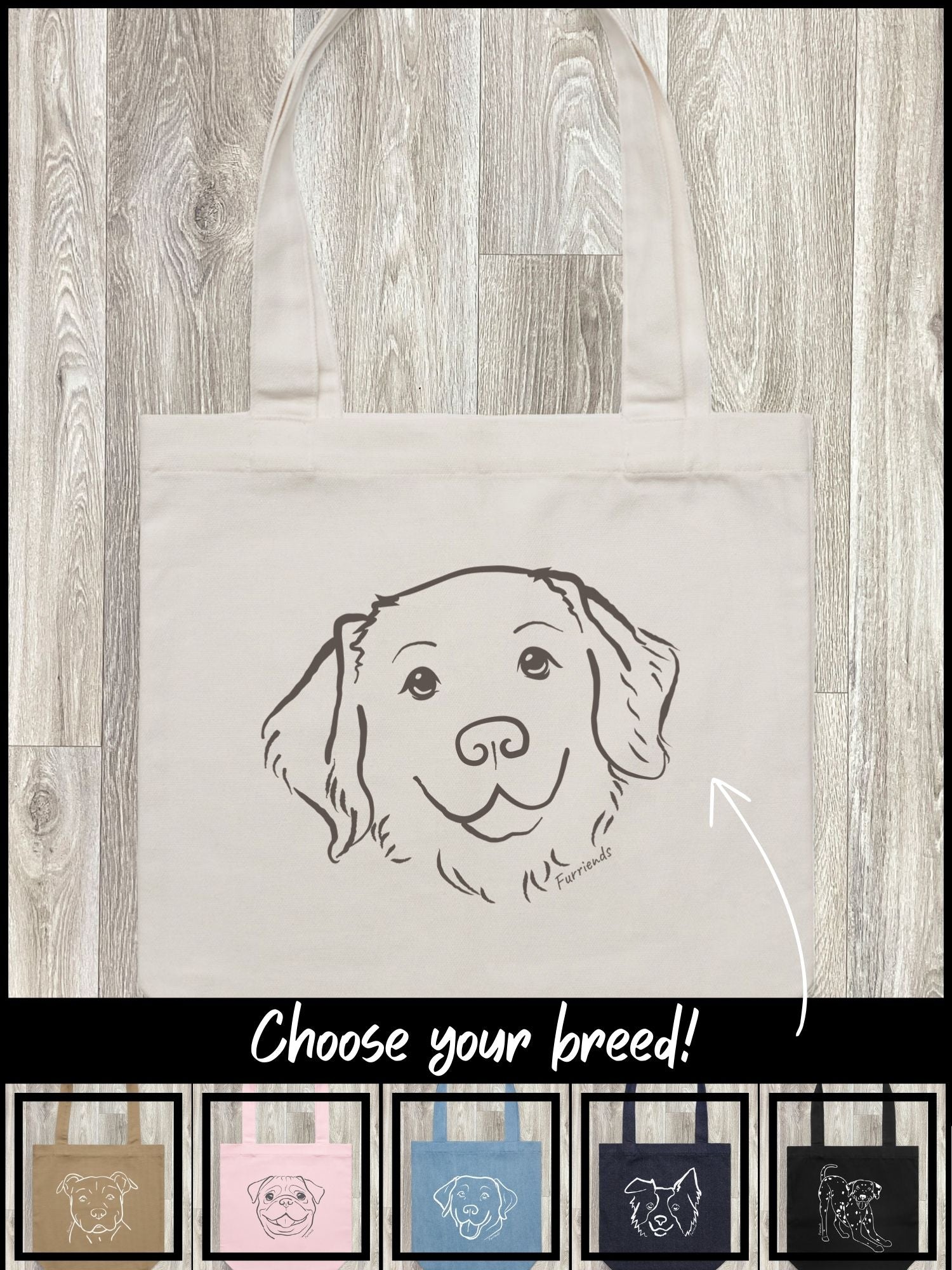 Dog Breed Edith Tote Bag (Customisable)