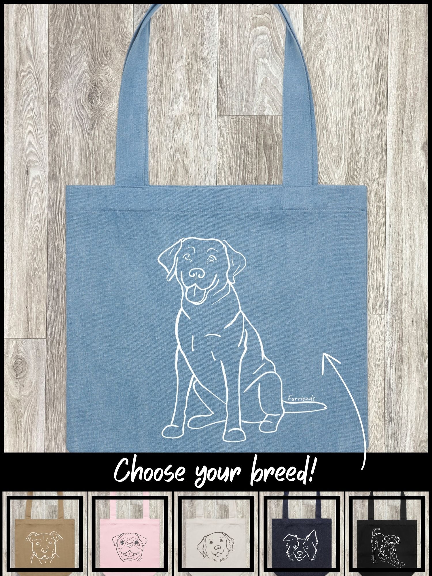 Dog Breed Edith Tote Bag (Customisable)