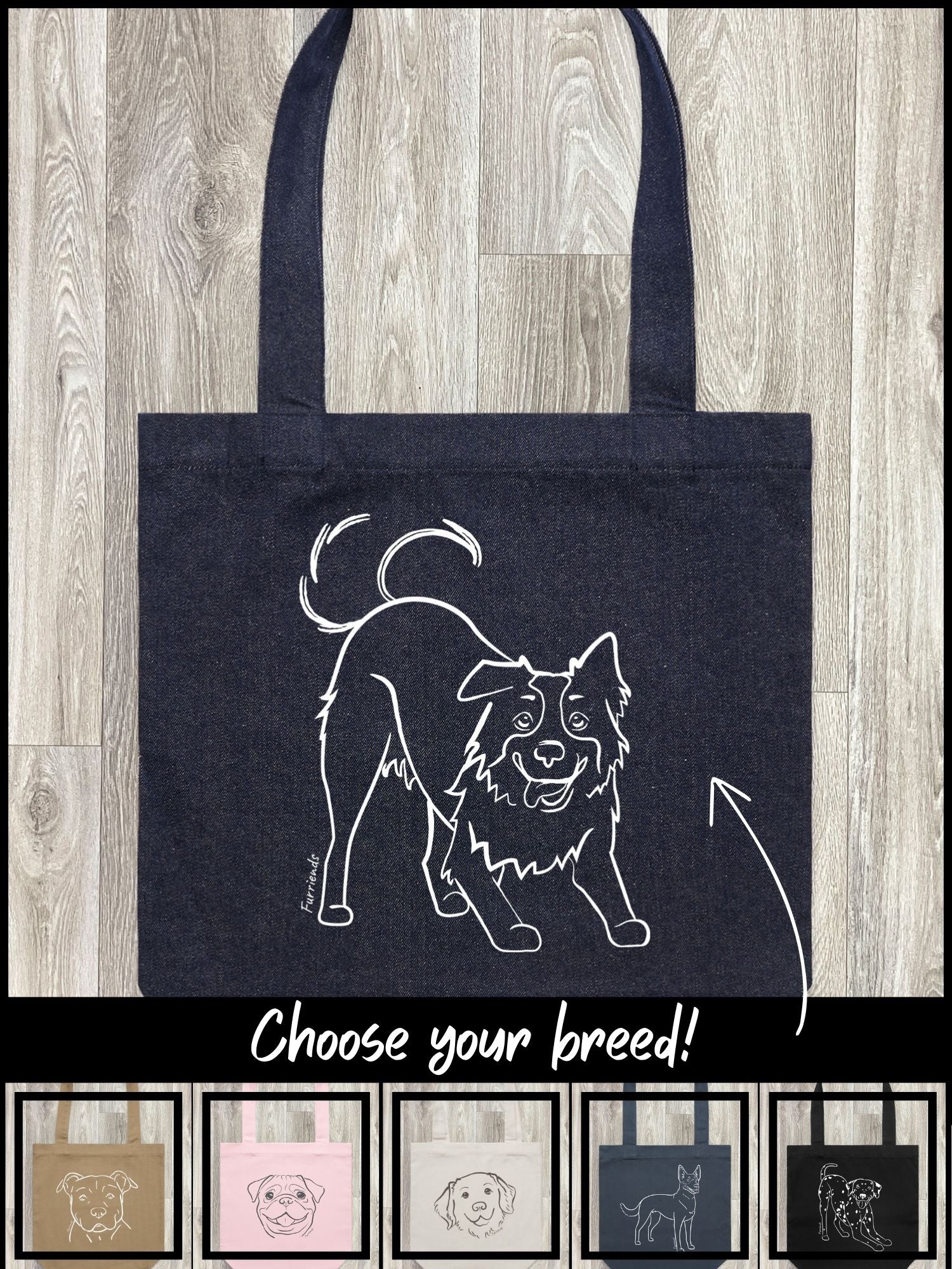 Dog Breed Edith Tote Bag (Customisable)