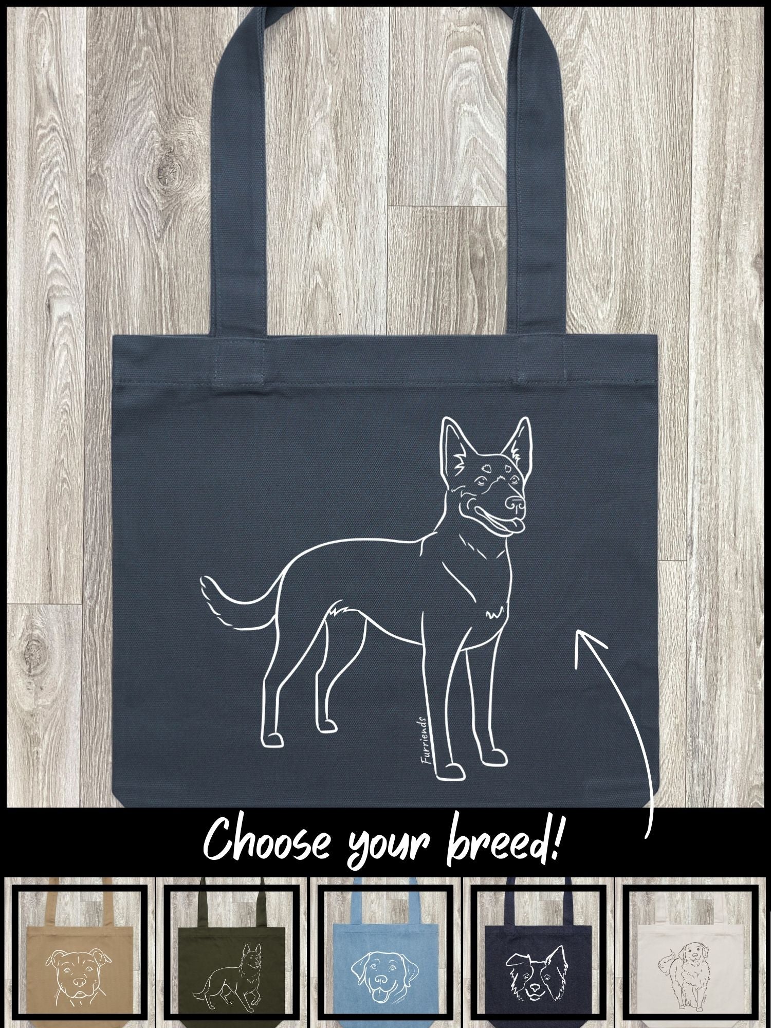 Dog Breed Edith Tote Bag (Customisable)