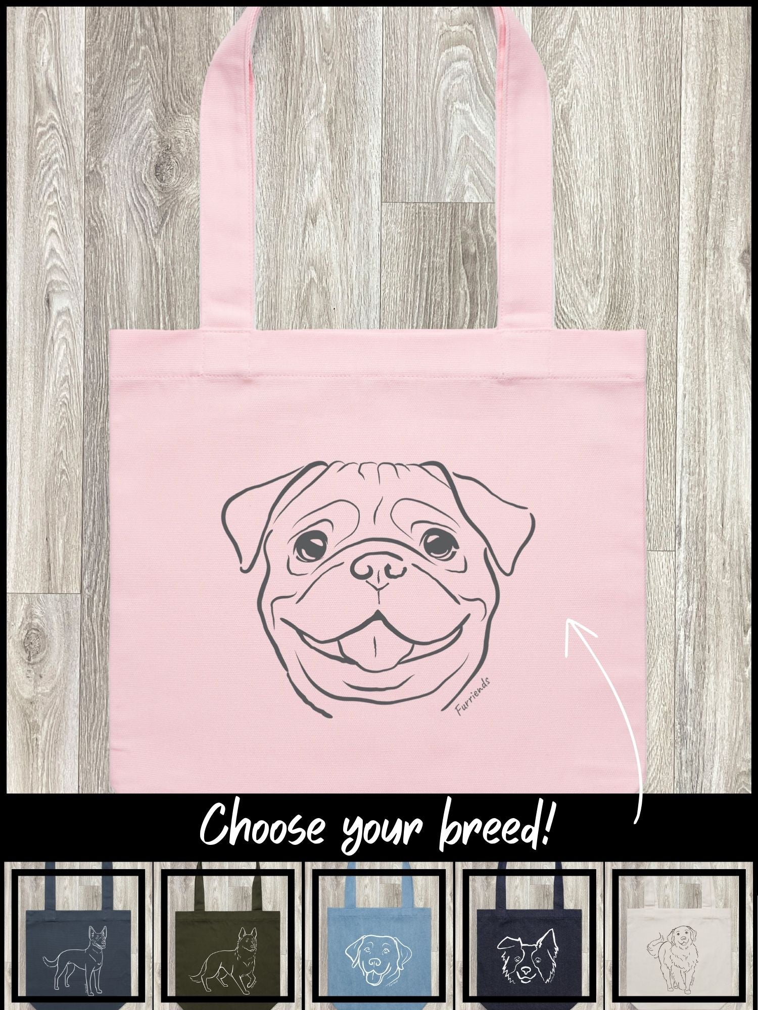 Dog Breed Edith Tote Bag (Customisable)