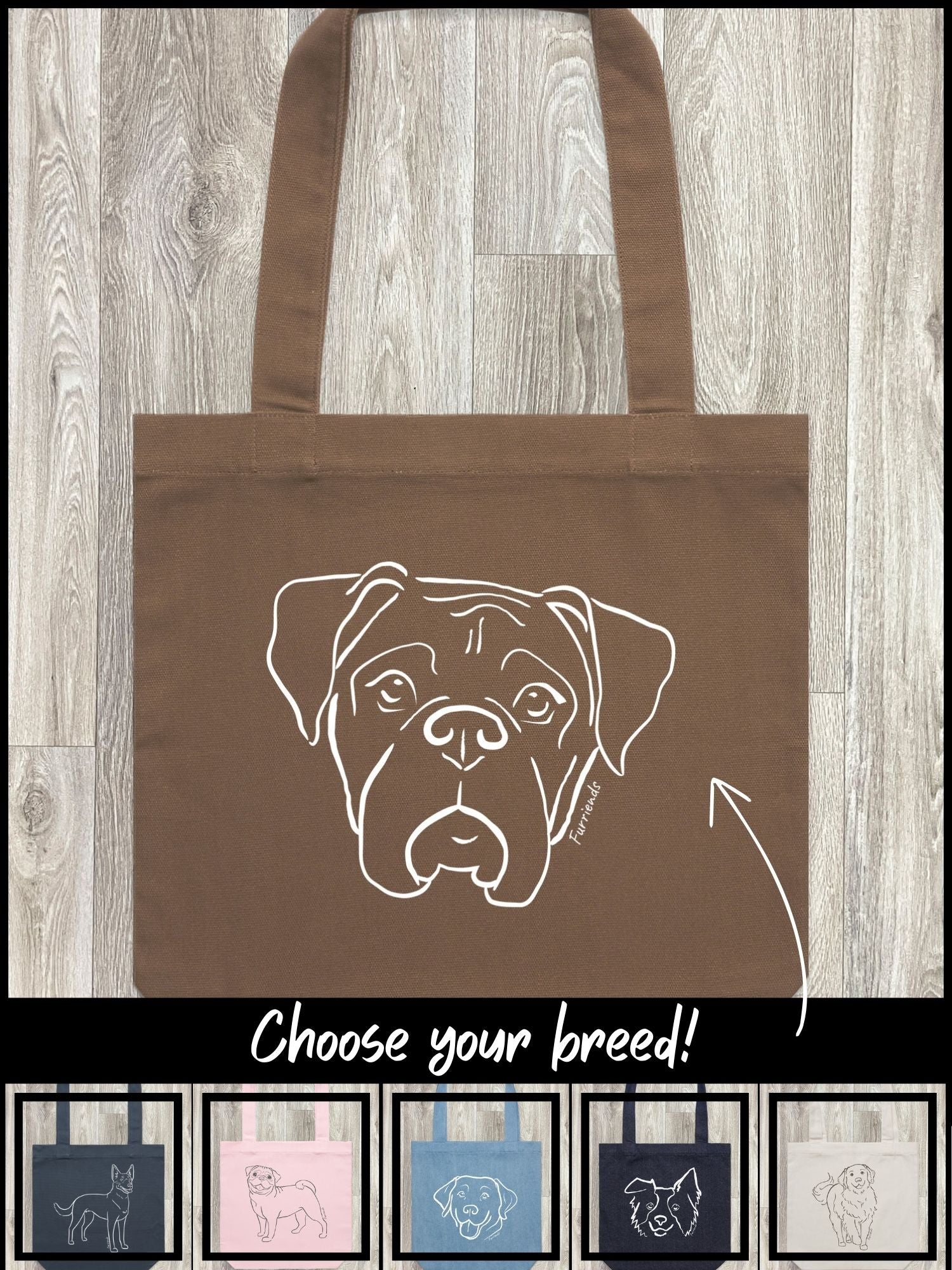 Dog Breed Edith Tote Bag (Customisable)