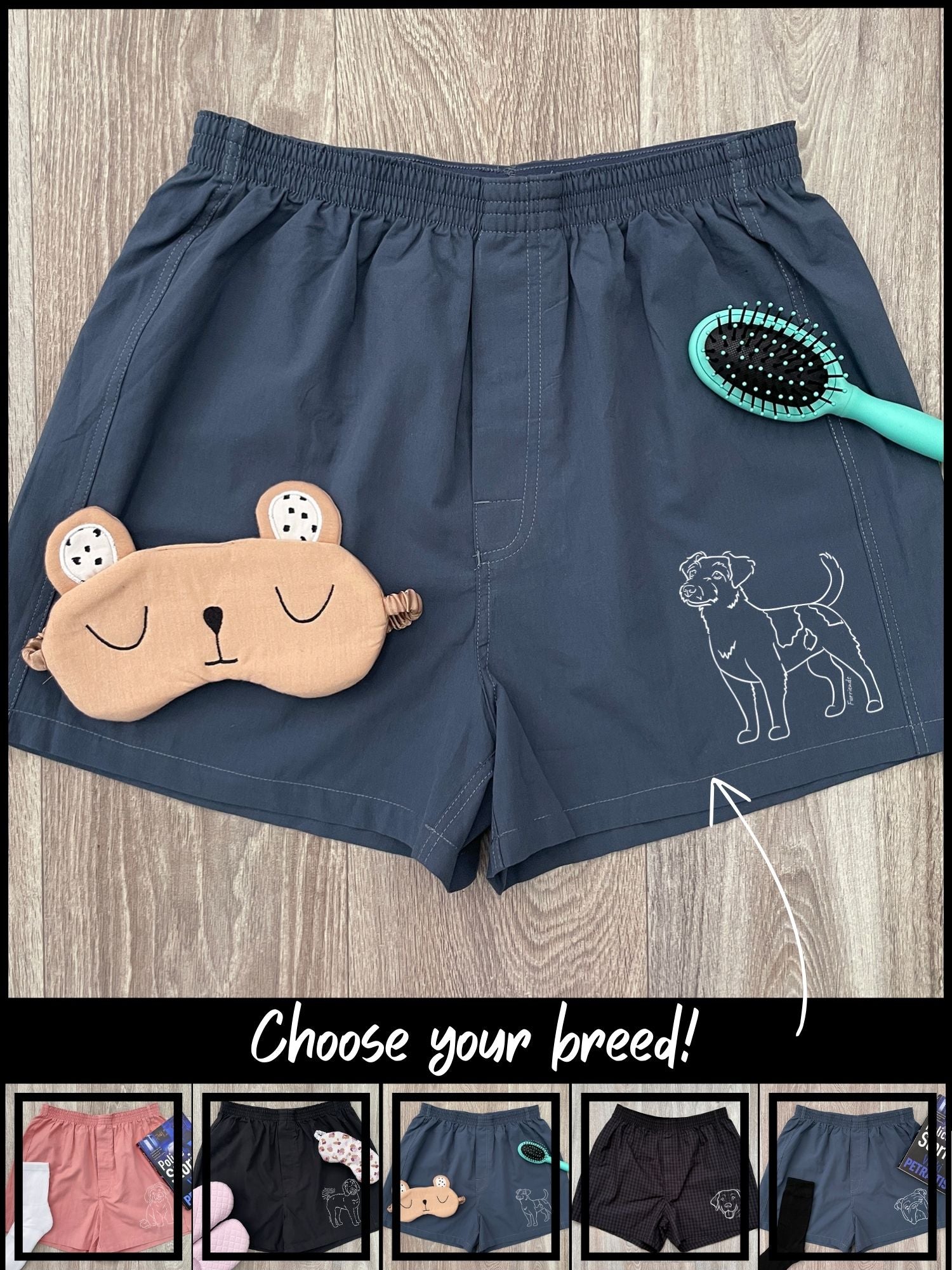 Dog Breed Finley Cotton Boxer Shorts (Customisable)