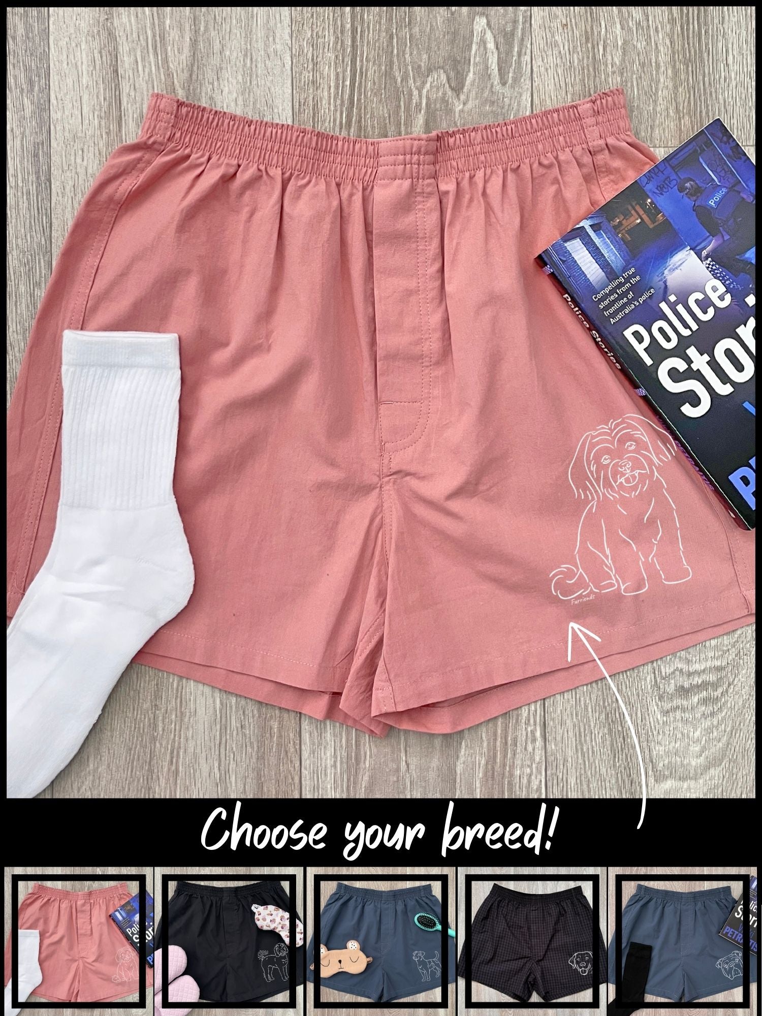 Dog Breed Finley Cotton Boxer Shorts (Customisable)
