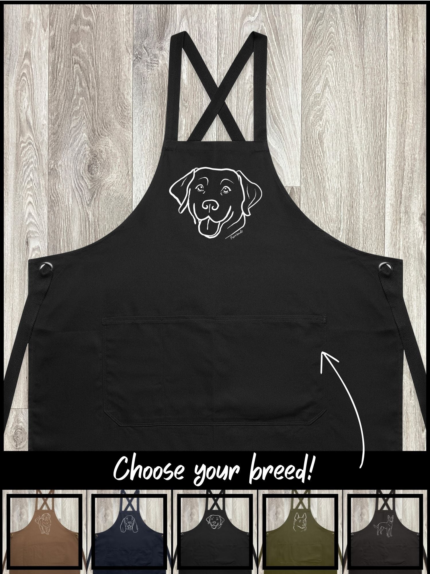 Dog Breed Jarrah Crossback Apron (Customisable)