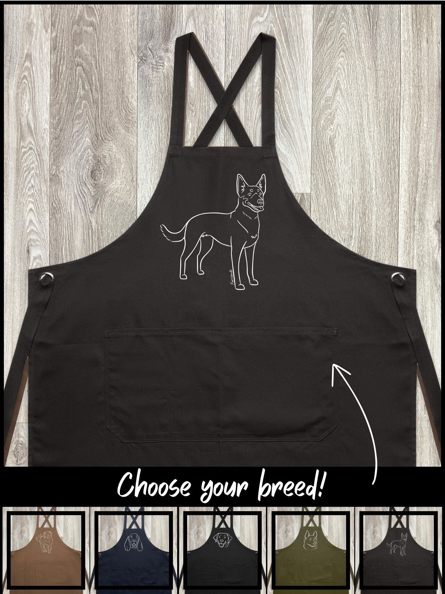 Dog Breed Jarrah Crossback Apron (Customisable)