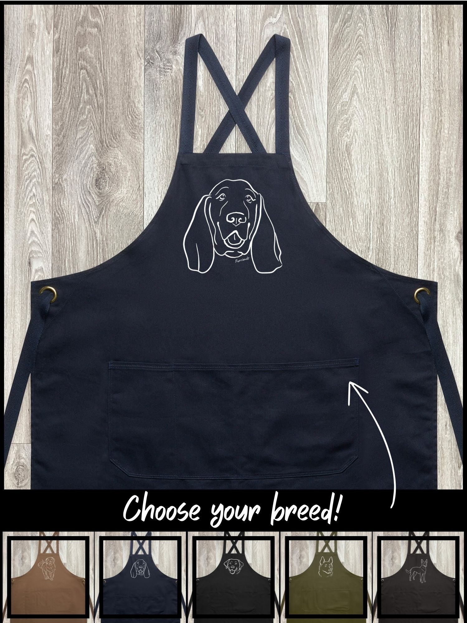 Dog Breed Jarrah Crossback Apron (Customisable)