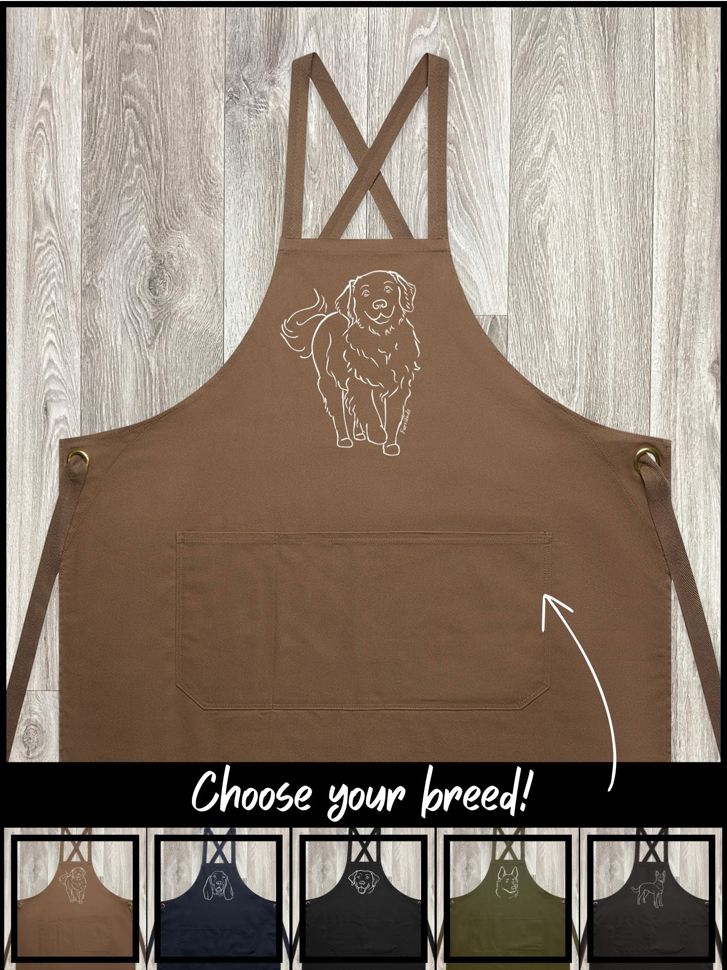 Dog Breed Jarrah Crossback Apron (Customisable)