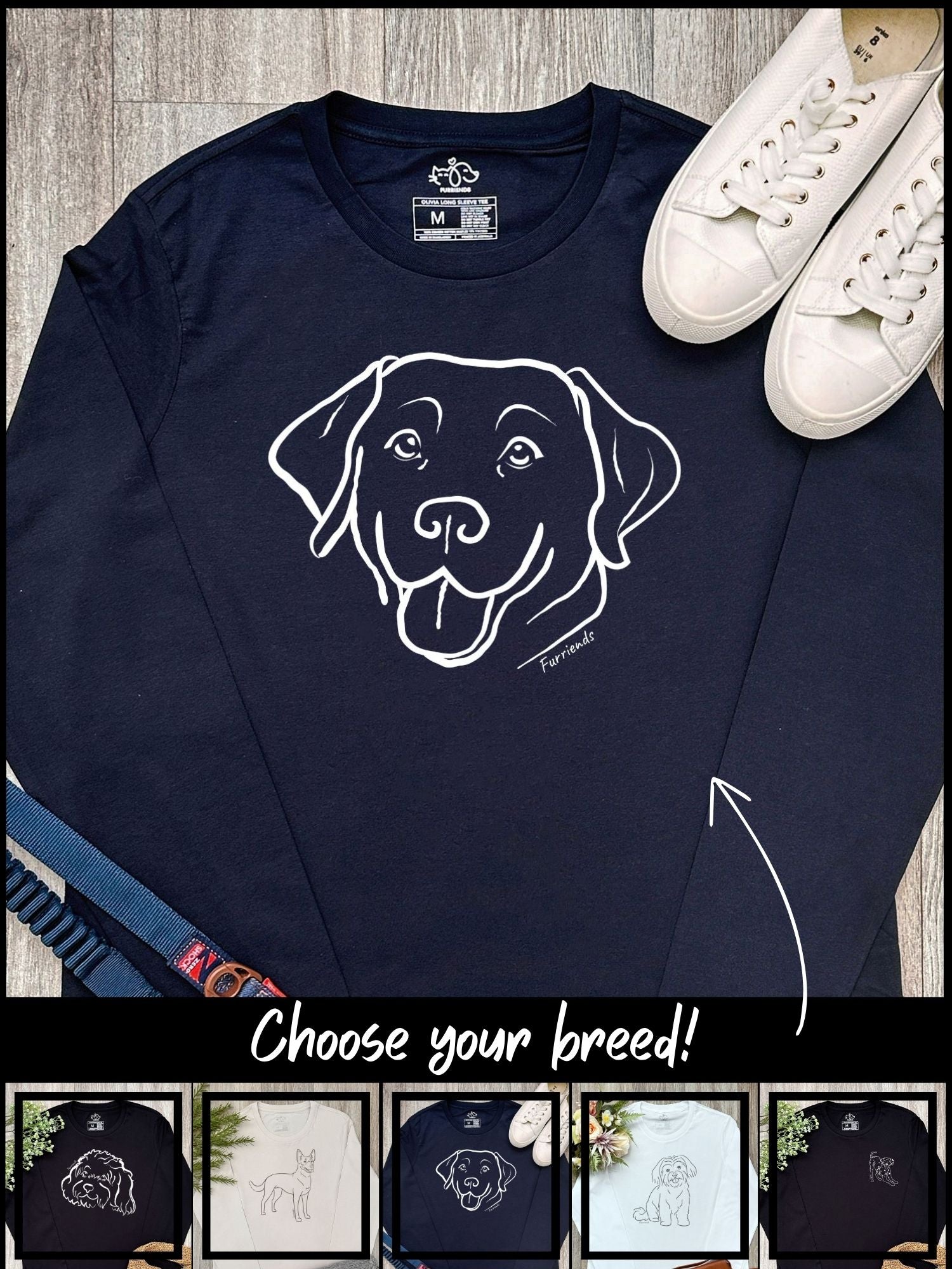 Dog Breed Olivia Long Sleeve Tee (Customisable)