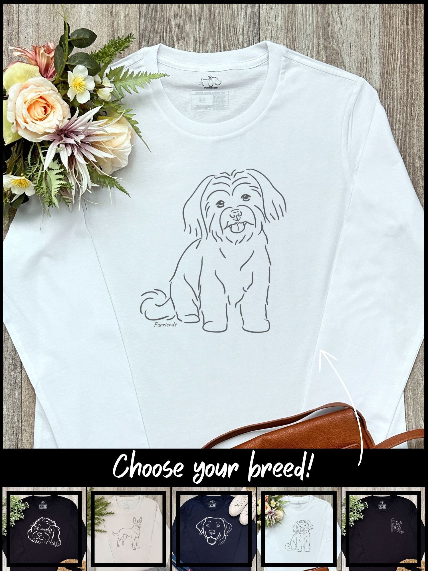 Dog Breed Olivia Long Sleeve Tee (Customisable)