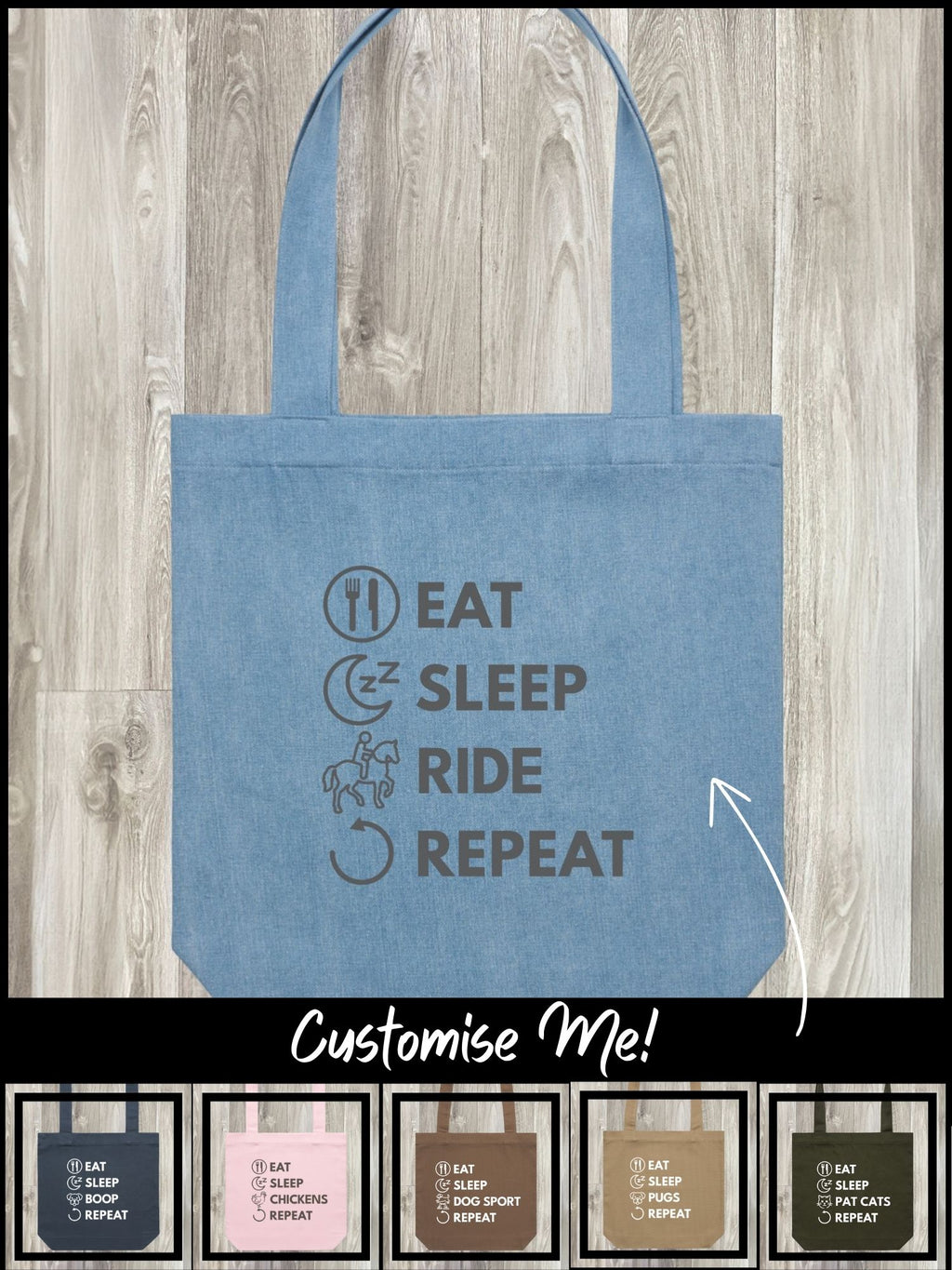 Eat. Sleep. Repeat. Edith Tote Bag (Customisable)