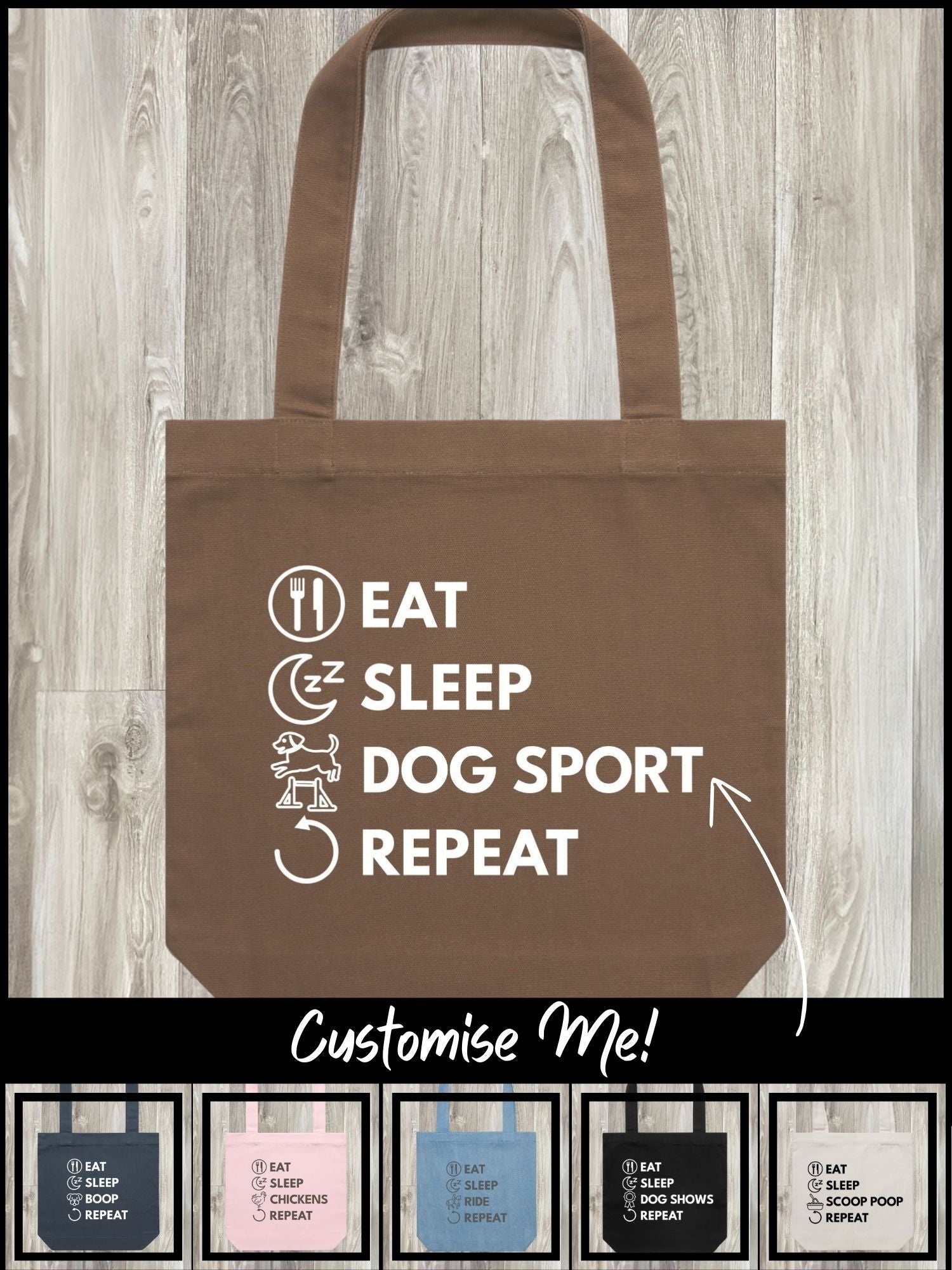 Eat. Sleep. Repeat. Edith Tote Bag (Customisable)