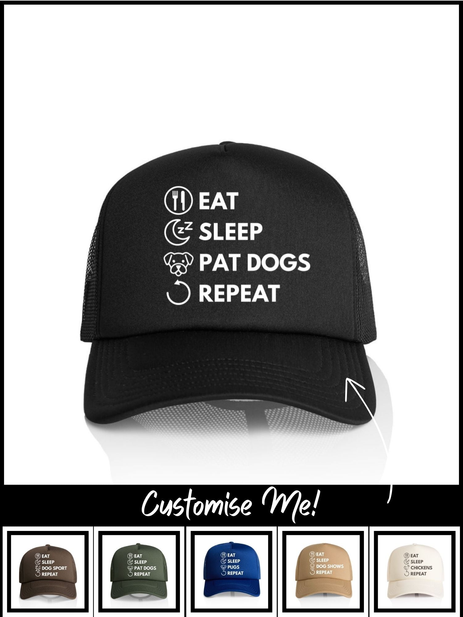 Eat. Sleep. Repeat. Foam Trucker Cap (Customisable)
