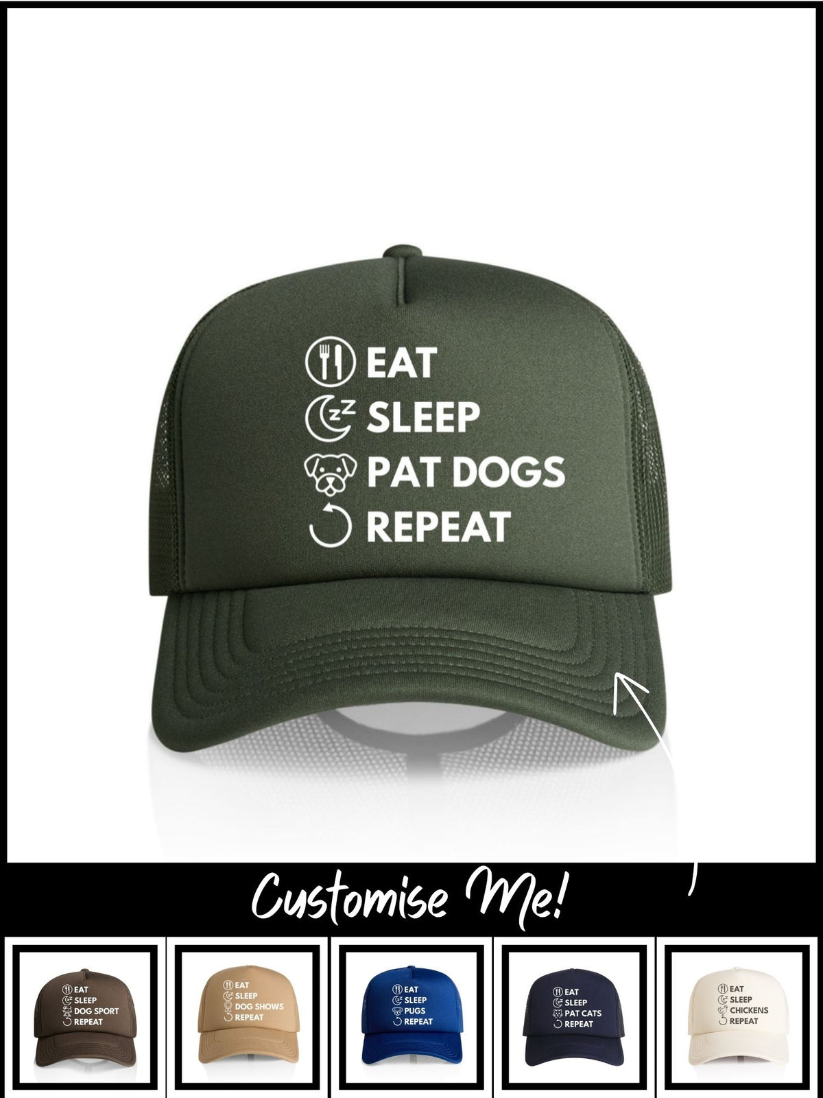 Eat. Sleep. Repeat. Foam Trucker Cap (Customisable)