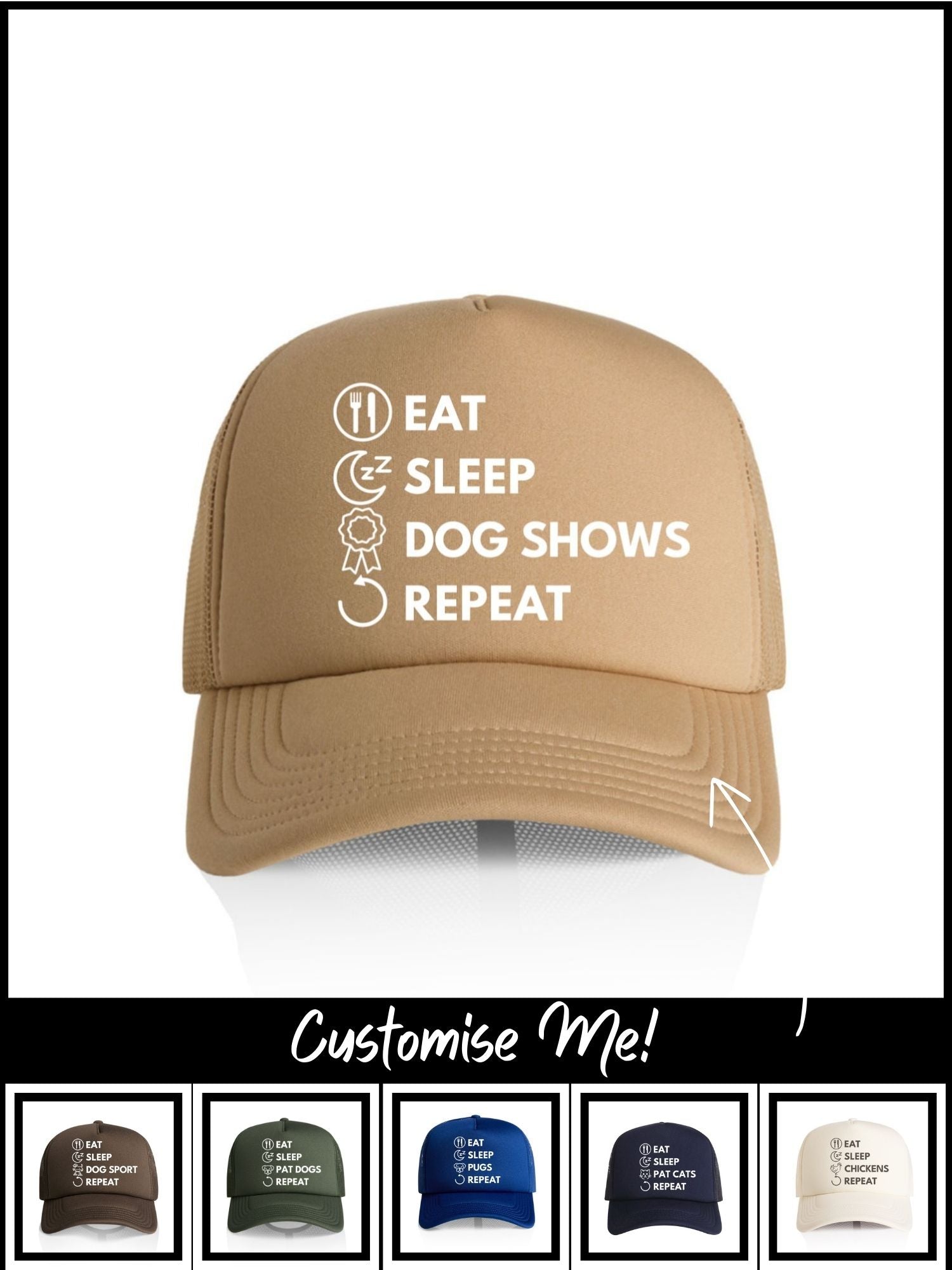 Eat. Sleep. Repeat. Foam Trucker Cap (Customisable)