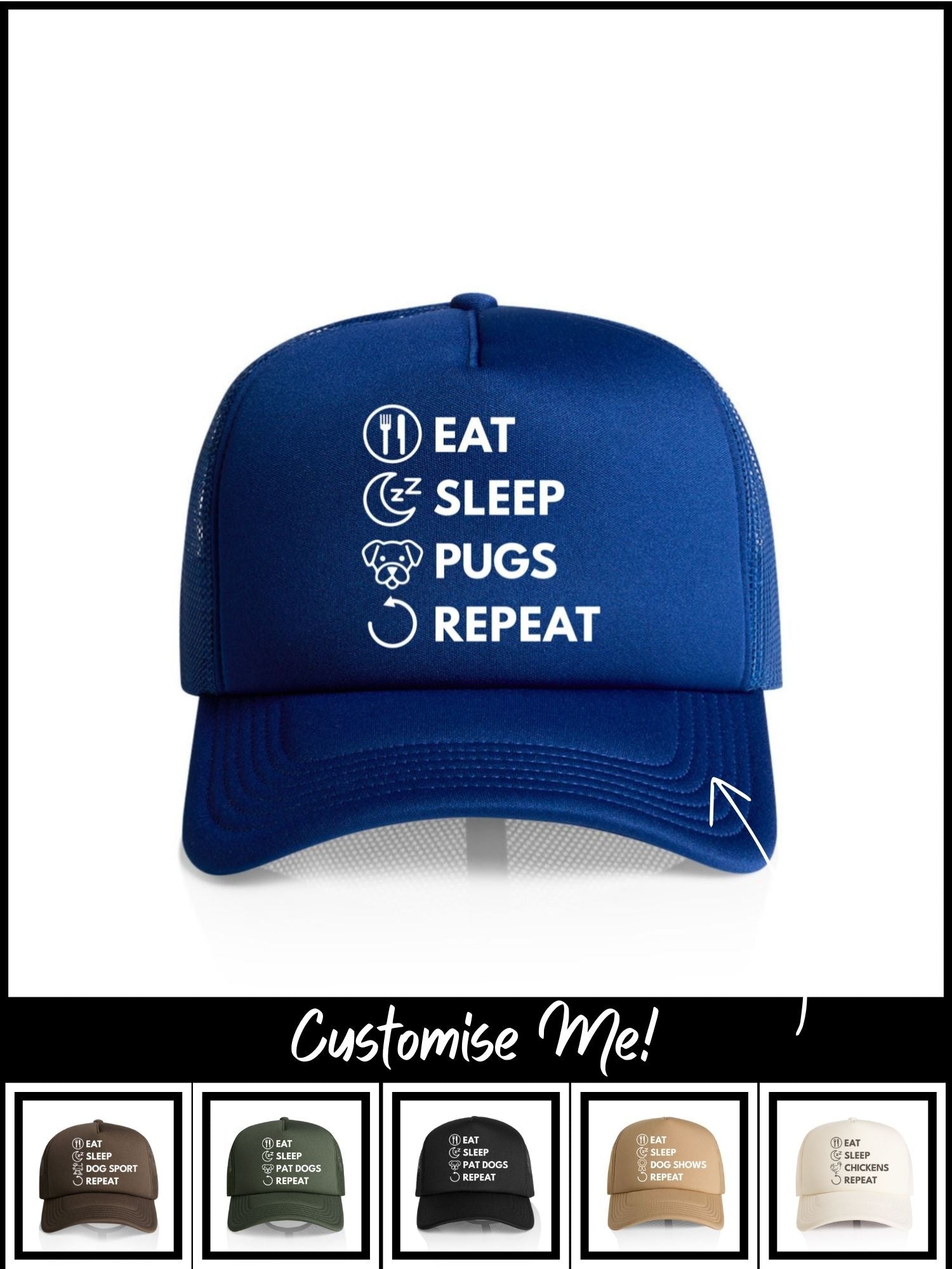 Eat. Sleep. Repeat. Foam Trucker Cap (Customisable)