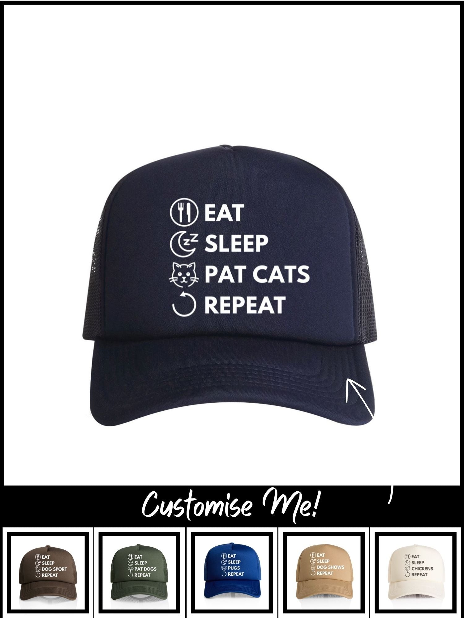 Eat. Sleep. Repeat. Foam Trucker Cap (Customisable)