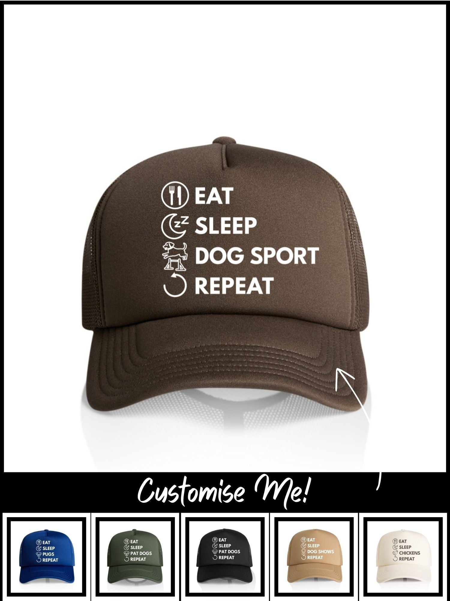 Eat. Sleep. Repeat. Foam Trucker Cap (Customisable)