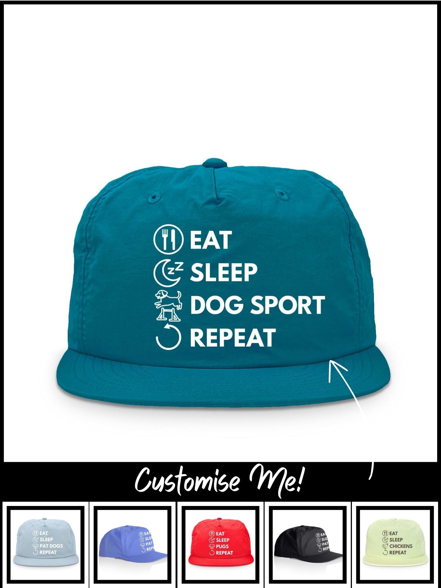 Eat. Sleep. Repeat. Quick-Dry Cap (Customisable)