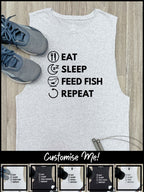 Eat. Sleep. Repeat. Axel Drop Armhole Muscle Tank (Customisable)