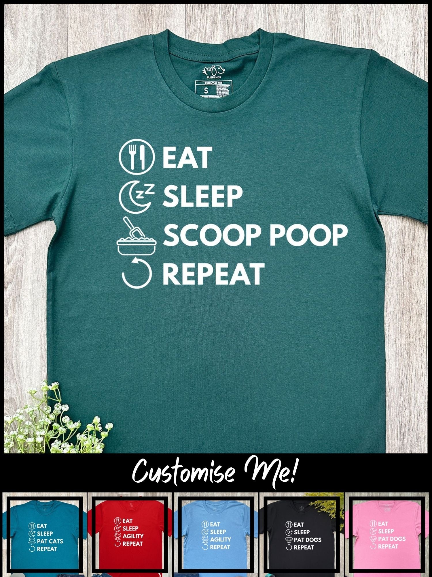 Eat. Sleep. Repeat. Essential Unisex Tee (Customisable)