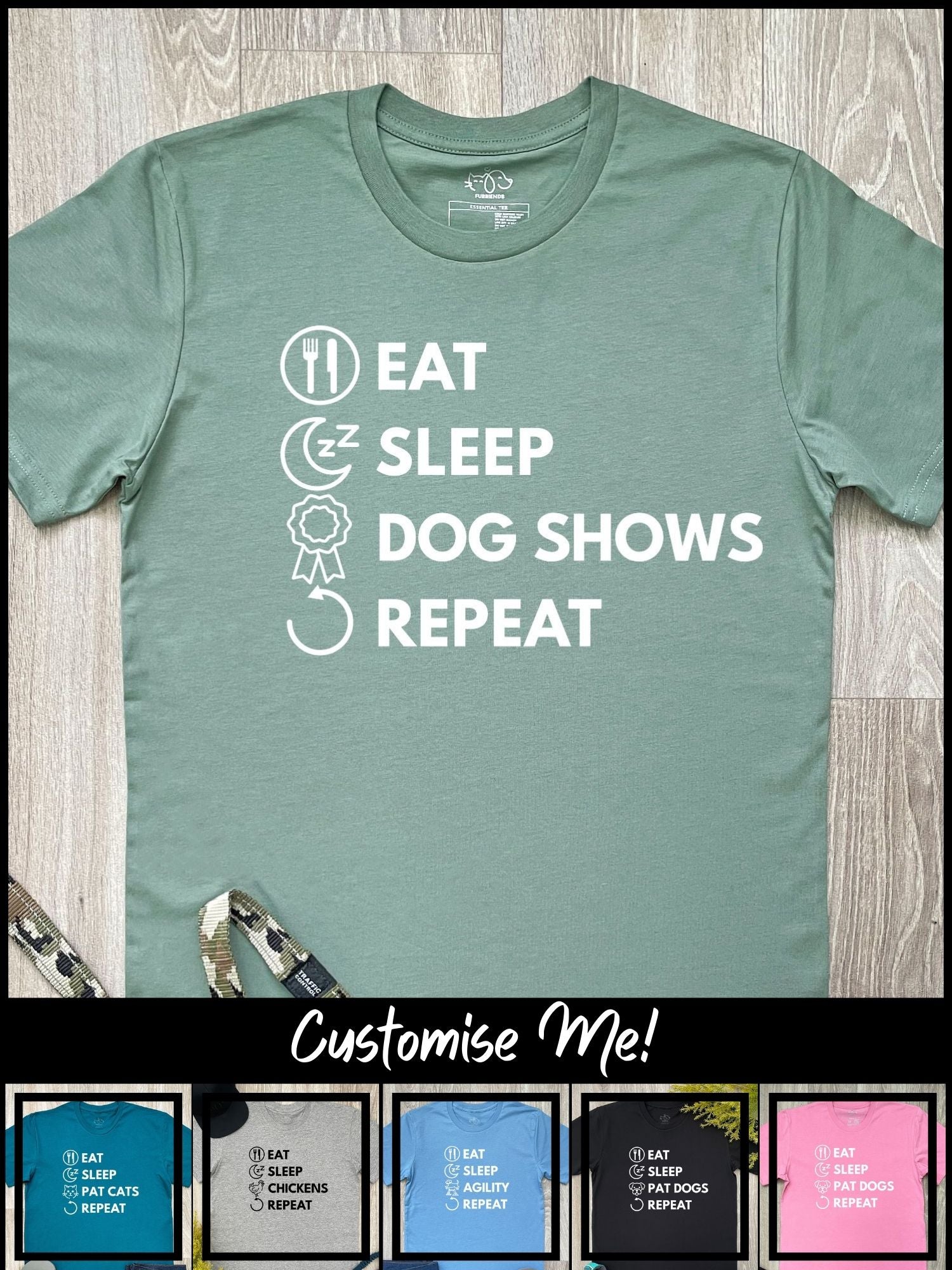 Eat. Sleep. Repeat. Essential Unisex Tee (Customisable)