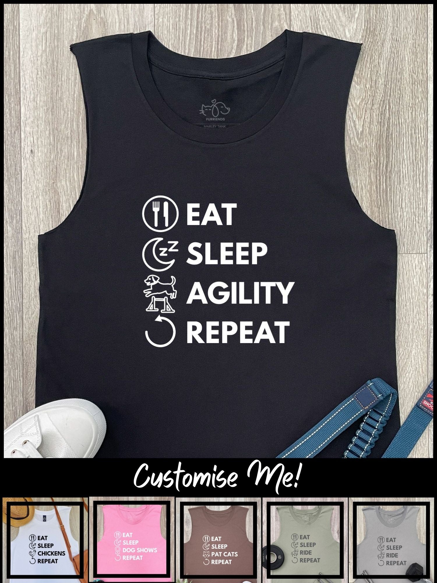 Eat. Sleep. Repeat. Marley Tank (Customisable)