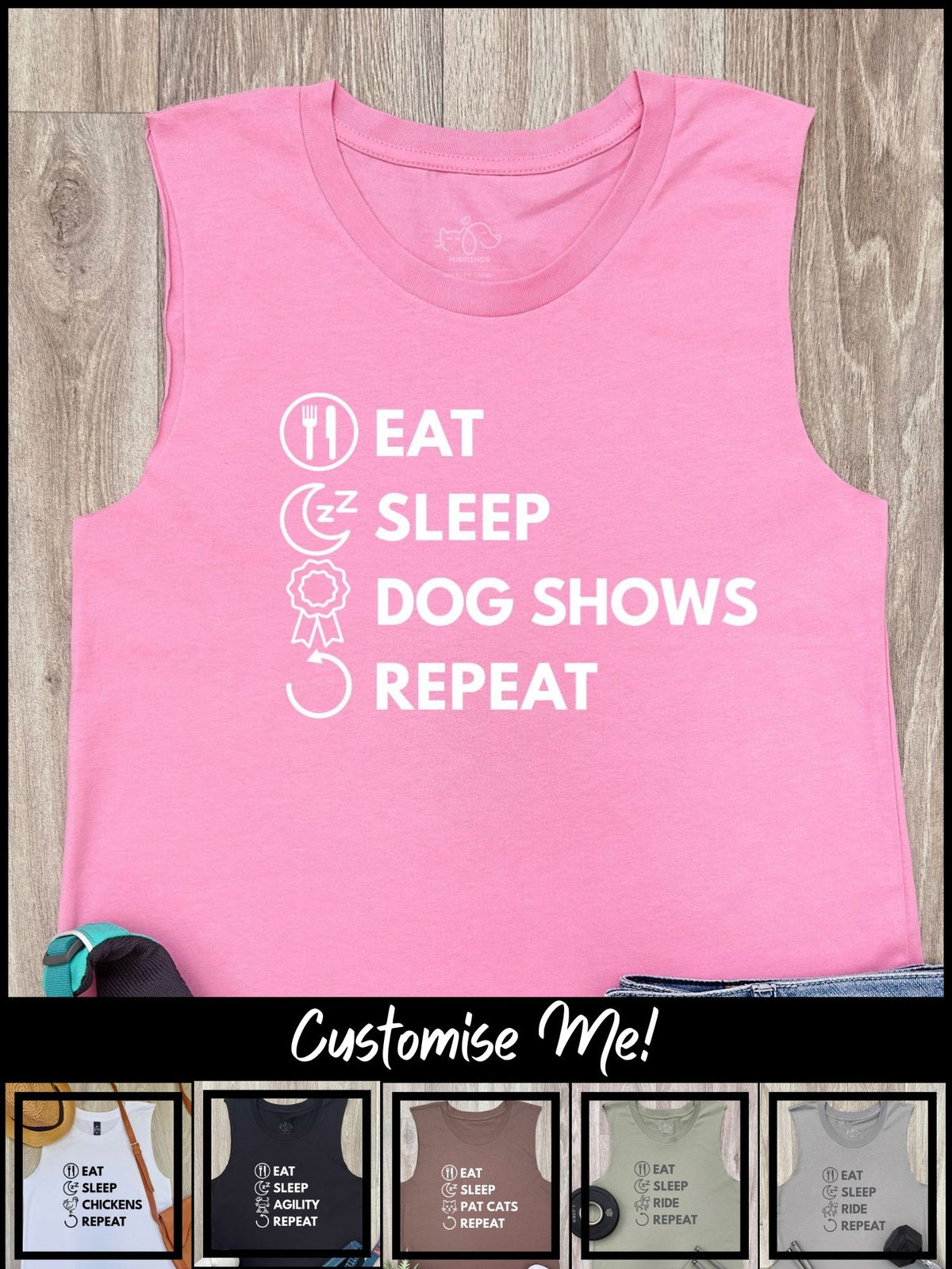 Eat. Sleep. Repeat. Marley Tank (Customisable)