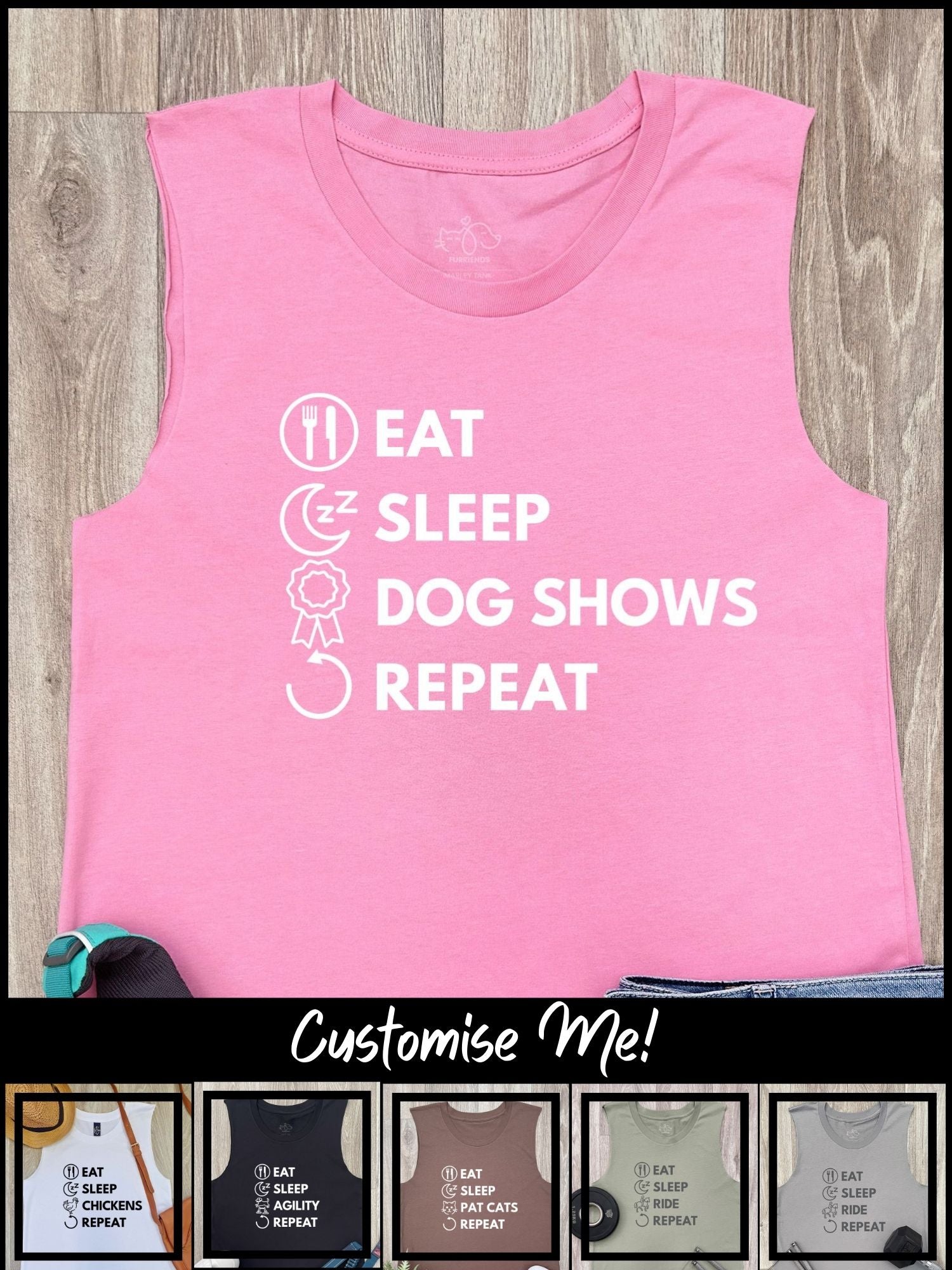 Eat. Sleep. Repeat. Marley Tank (Customisable)