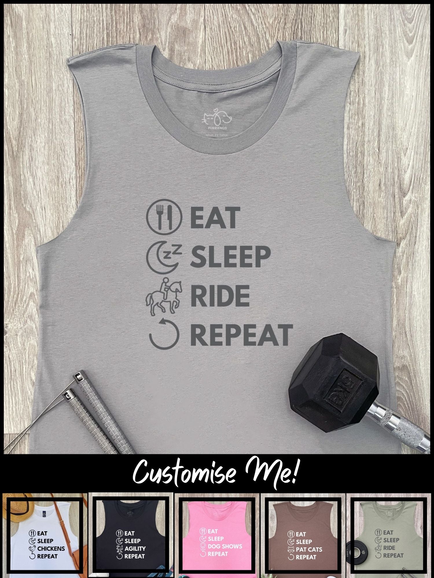 Eat. Sleep. Repeat. Marley Tank (Customisable)
