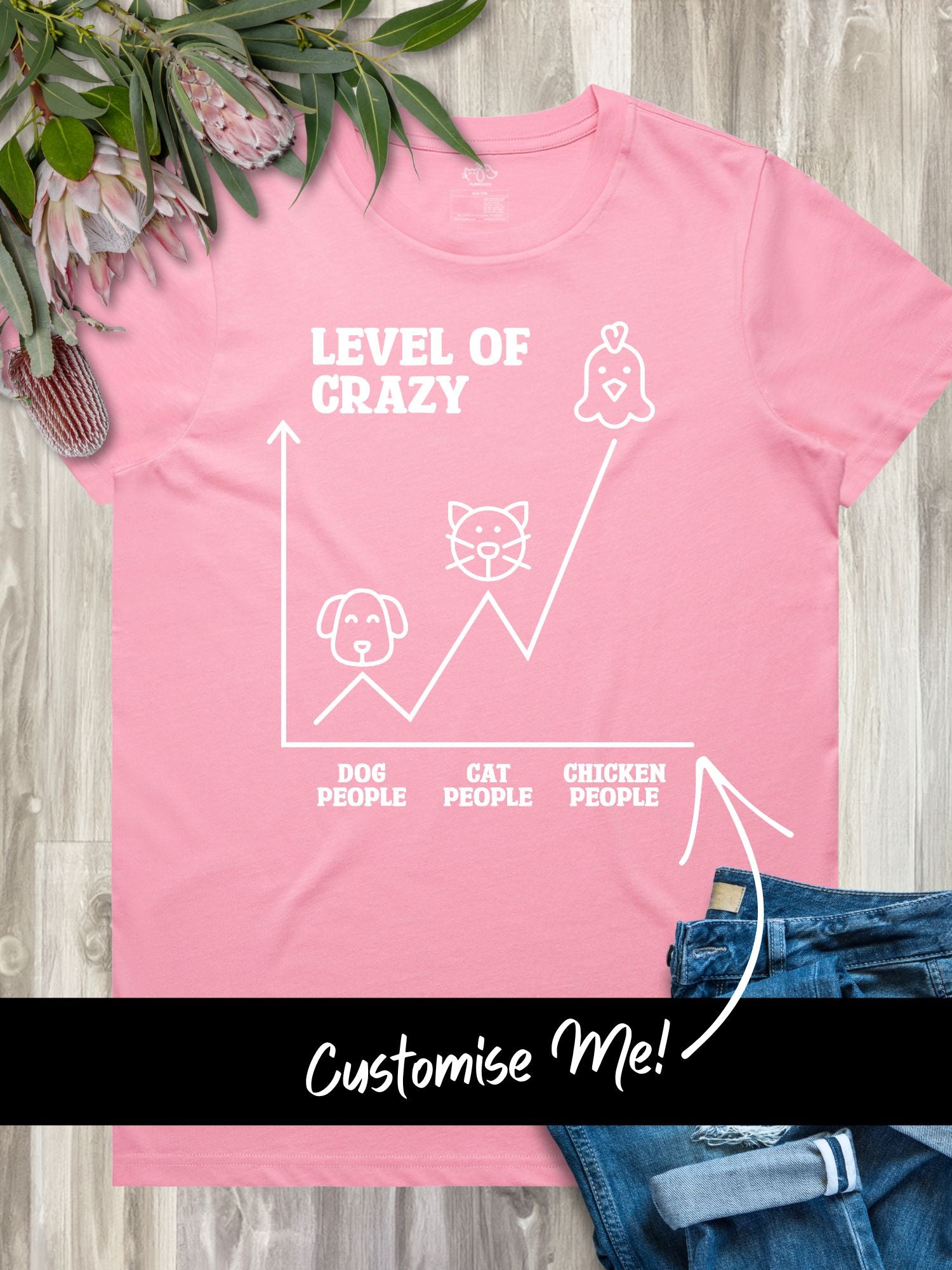 Level Of Crazy Ava Women's Regular Fit Tee (Customisable)
