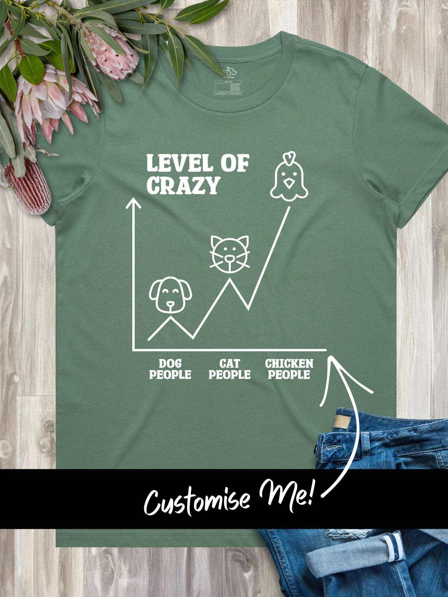 Level Of Crazy Ava Women's Regular Fit Tee (Customisable)