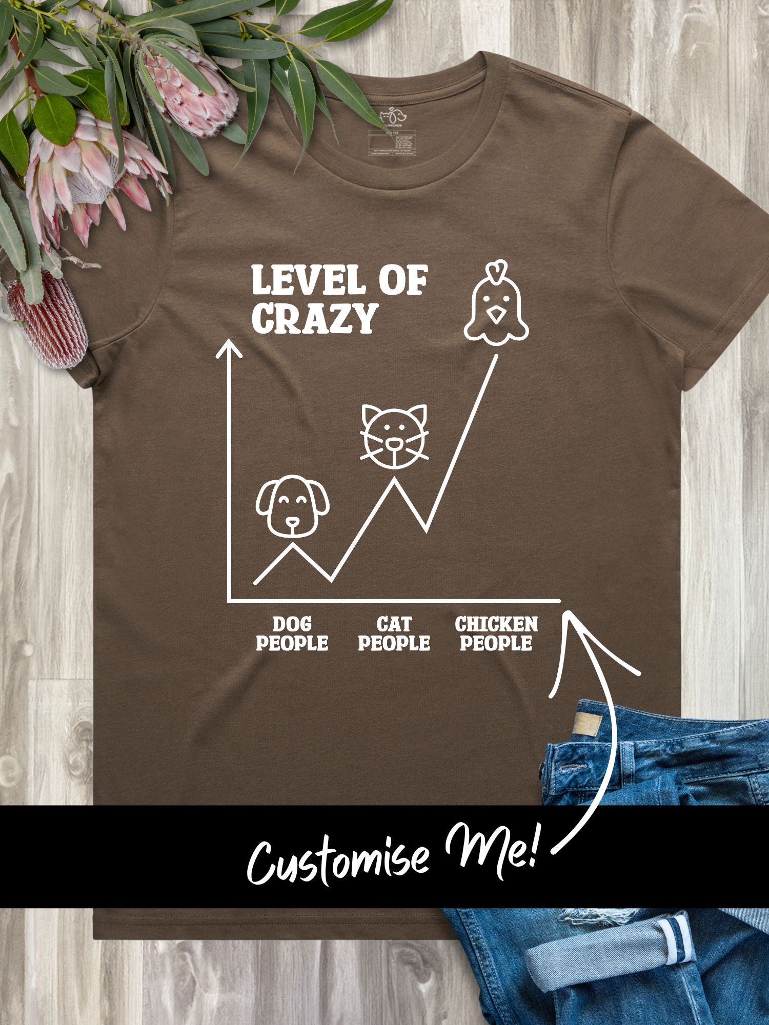 Level Of Crazy Ava Women's Regular Fit Tee (Customisable)