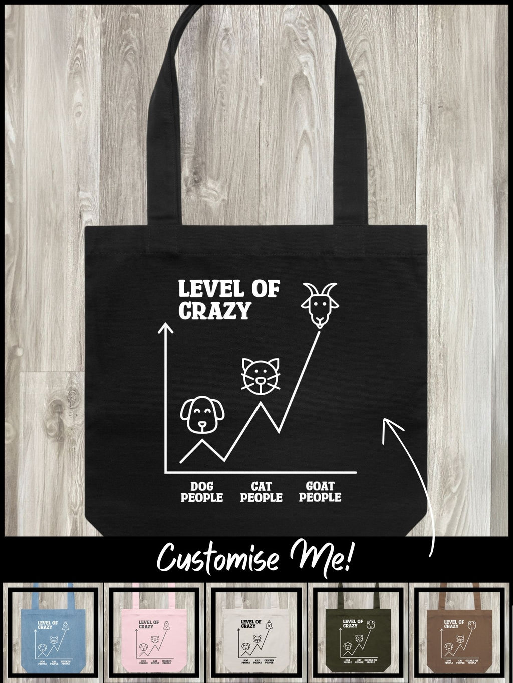 Level Of Crazy Edith Tote Bag (Customisable)