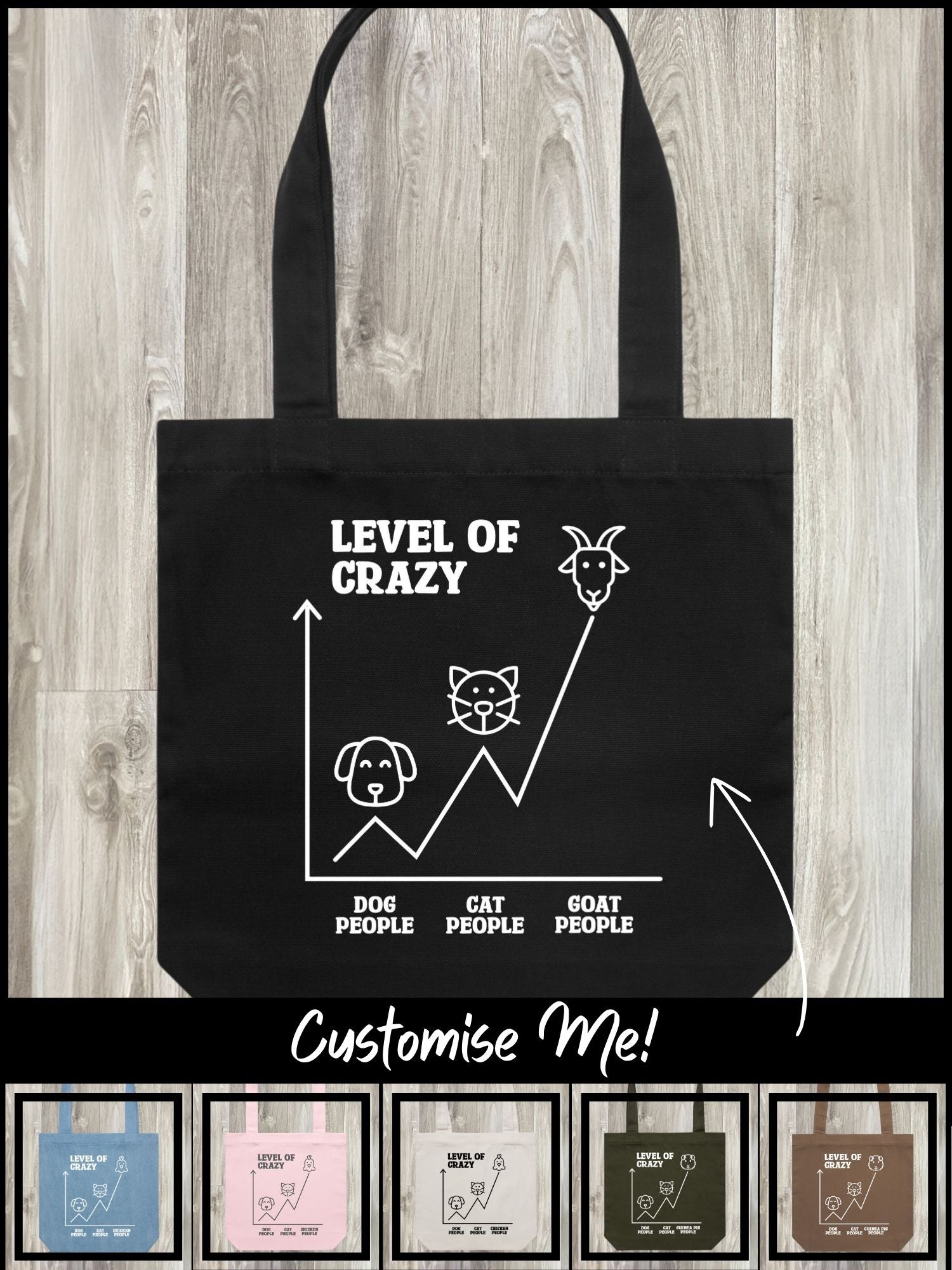Level Of Crazy Edith Tote Bag (Customisable)
