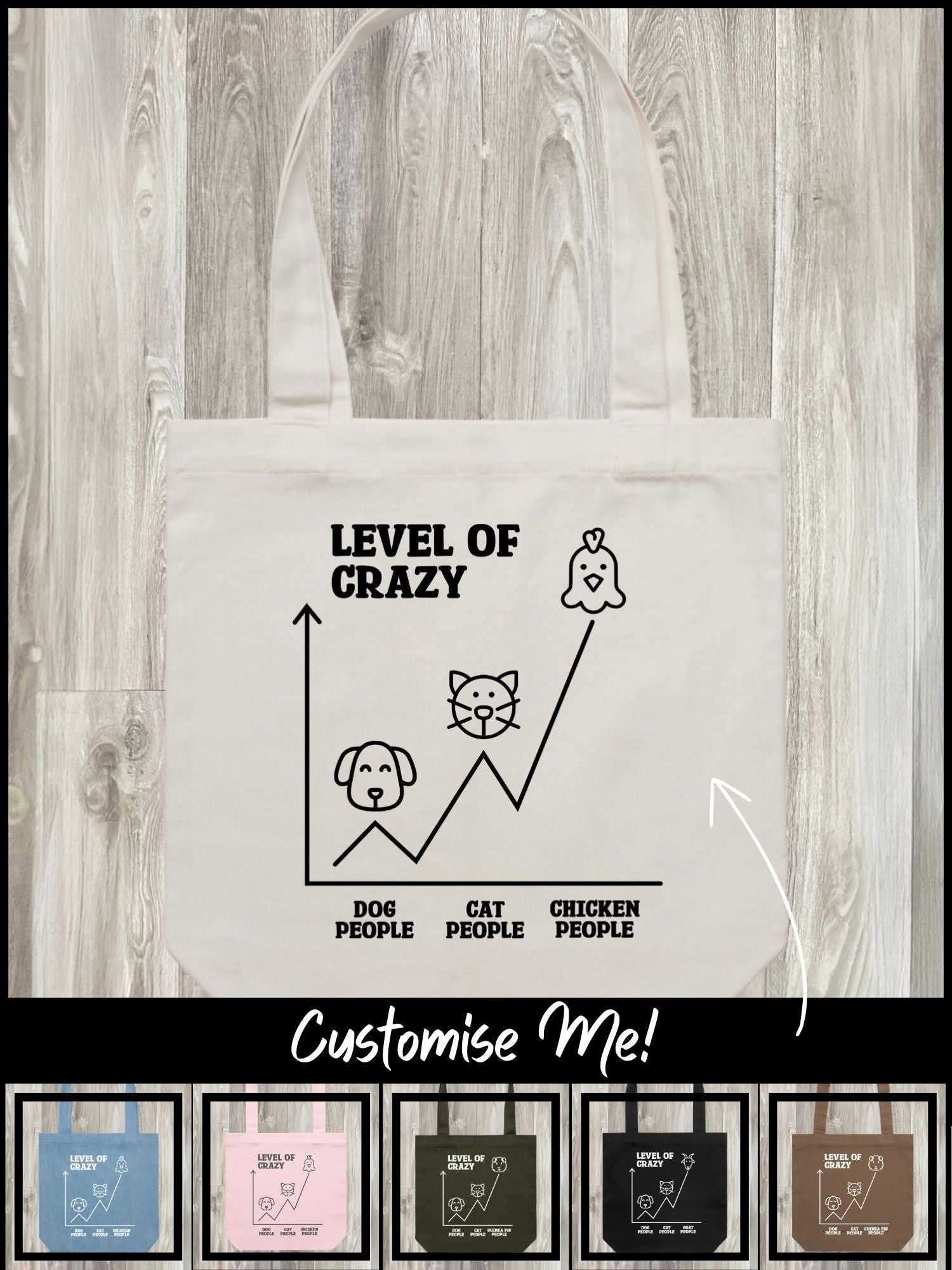 Level Of Crazy Edith Tote Bag (Customisable)