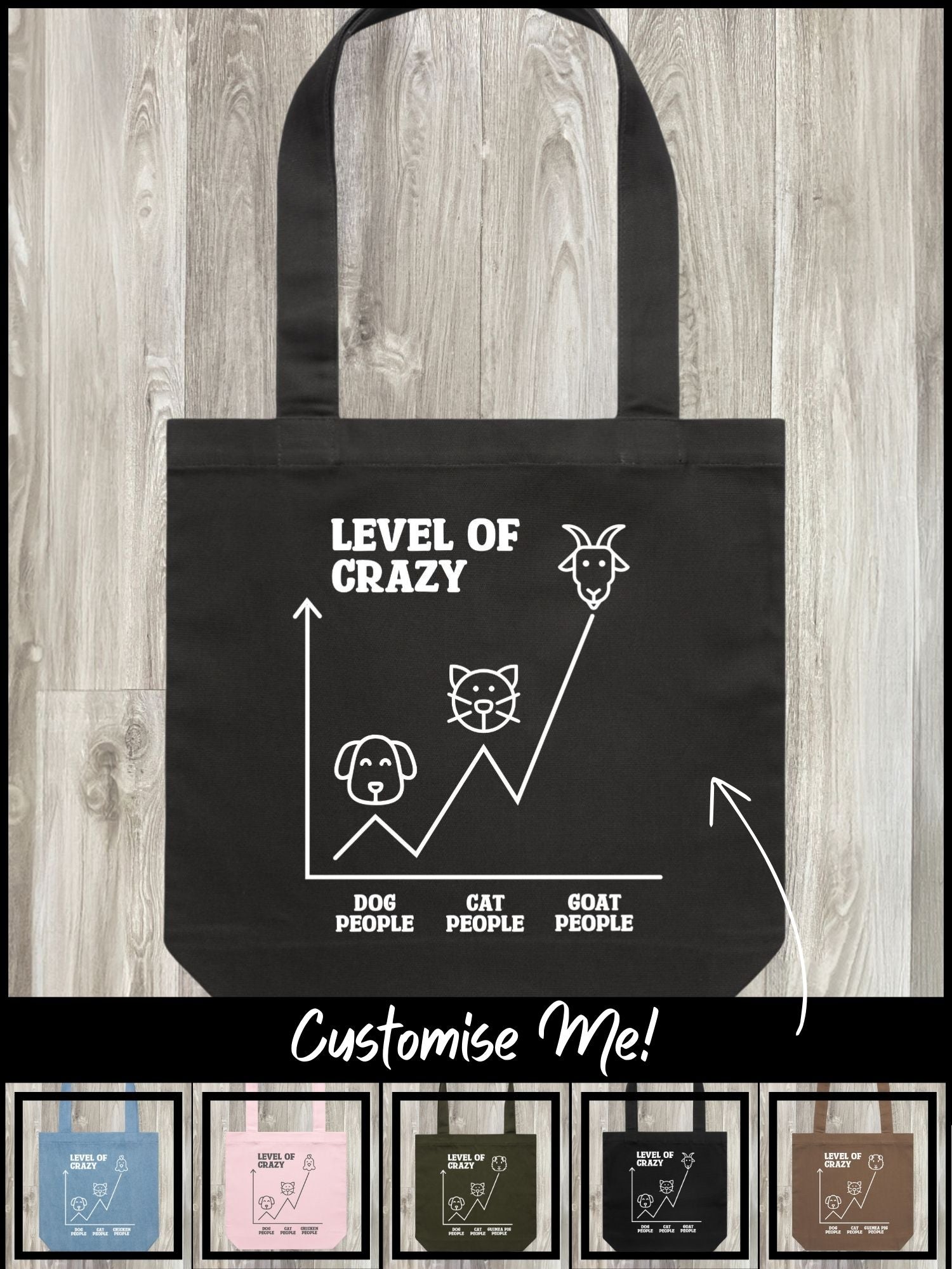 Level Of Crazy Edith Tote Bag (Customisable)