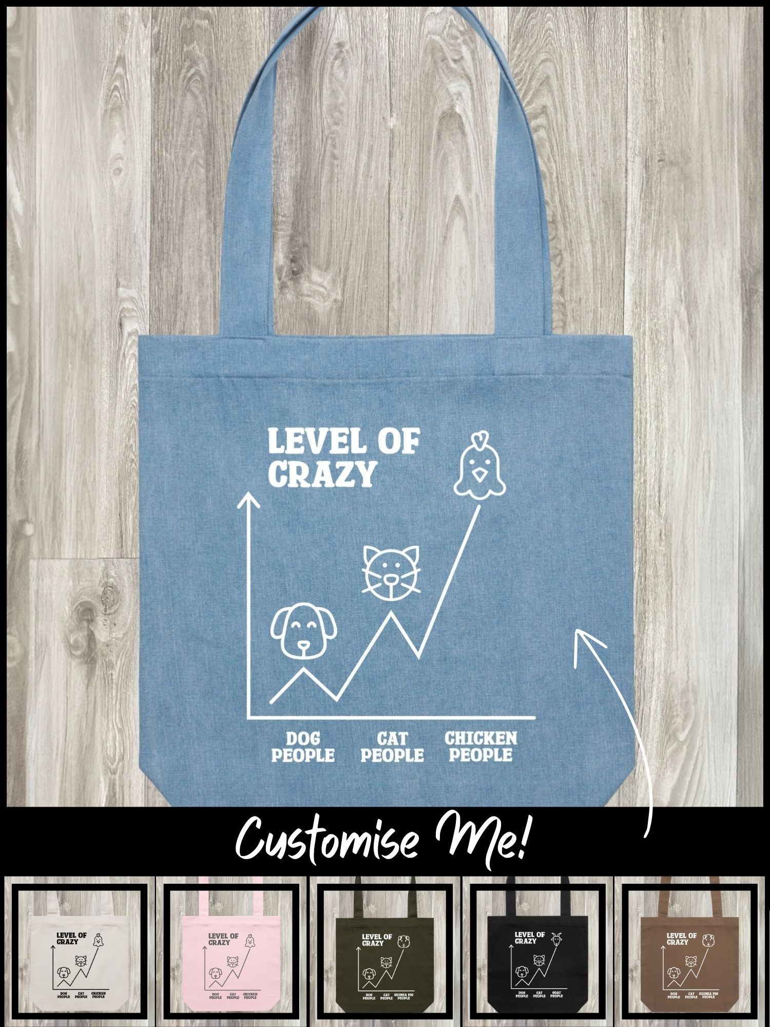 Level Of Crazy Edith Tote Bag (Customisable)